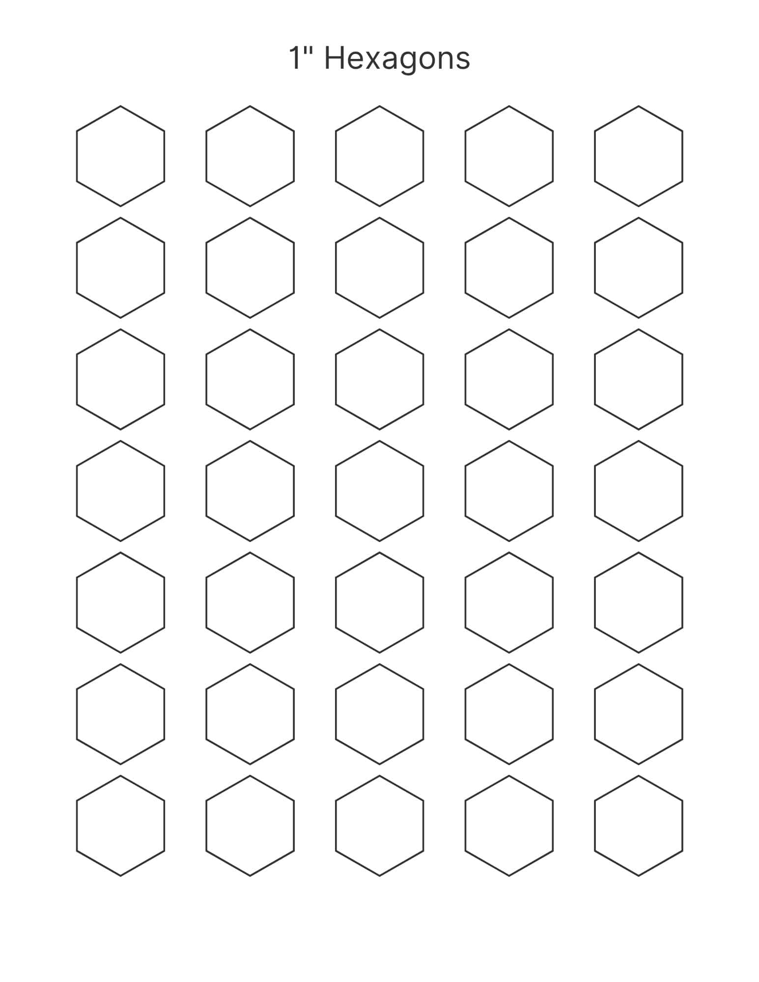 1 inch printable hexagon shape template.