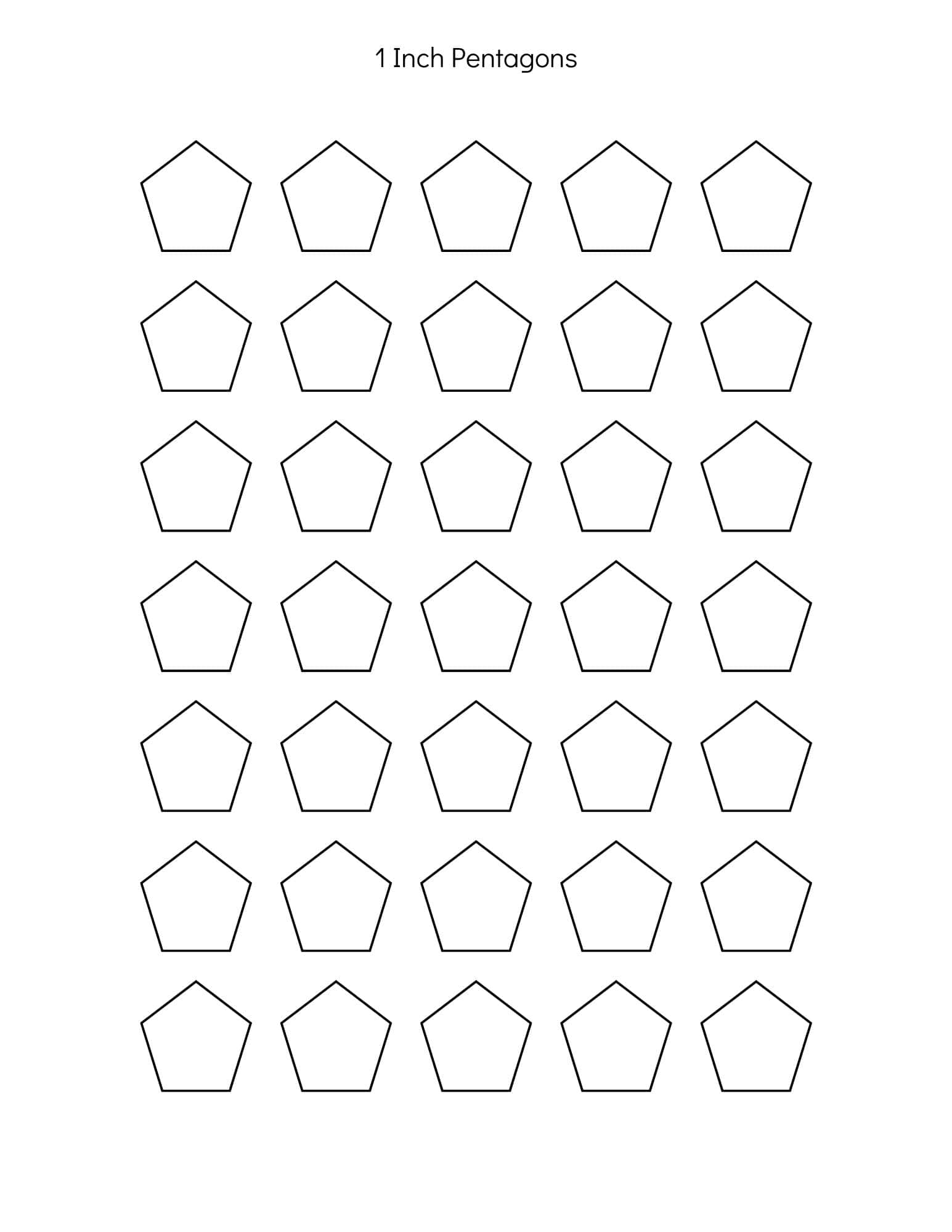 1 inch printable pentagon shapes template.