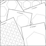 A stack of printable hexagon shape templates overlapping one another.