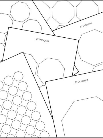 A stack of printable octagon shape templates overlapping on one another.