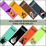 A set of 8 Halloween bookmarks printable in 2 rows.