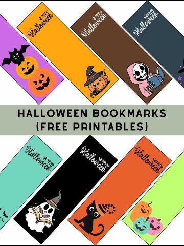 A set of 8 Halloween bookmarks printable in 2 rows.
