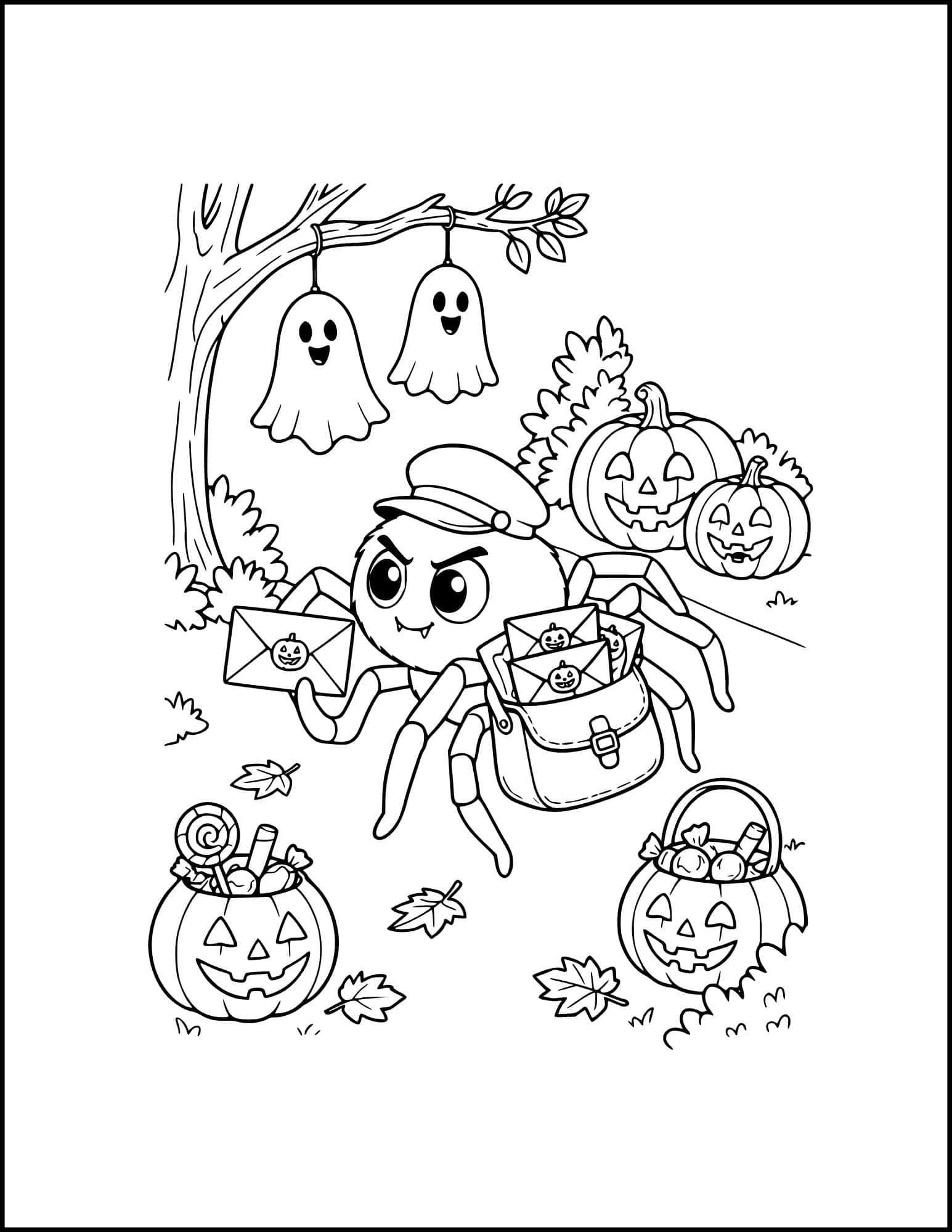 Halloween spider coloring page.