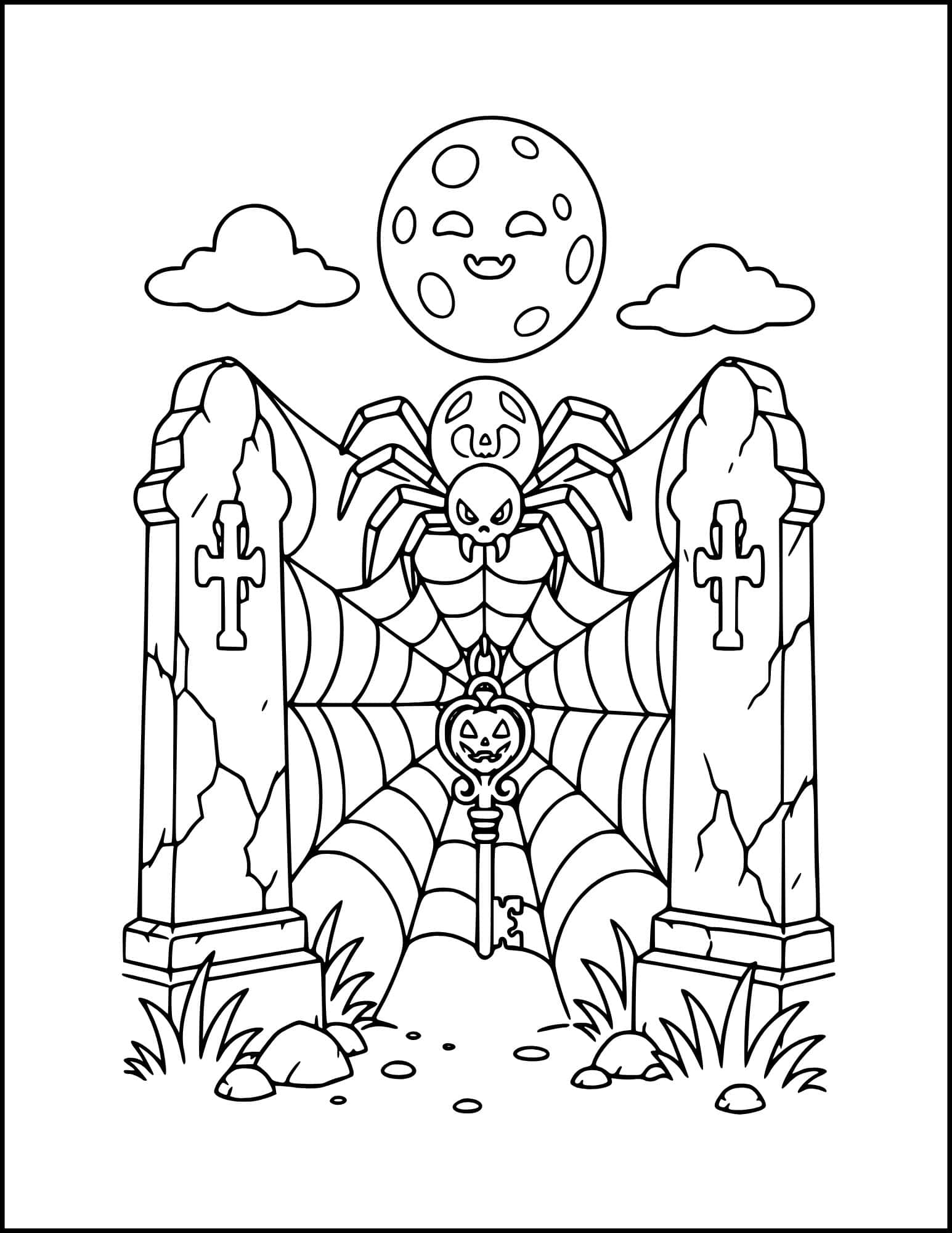 Halloween spider coloring page.