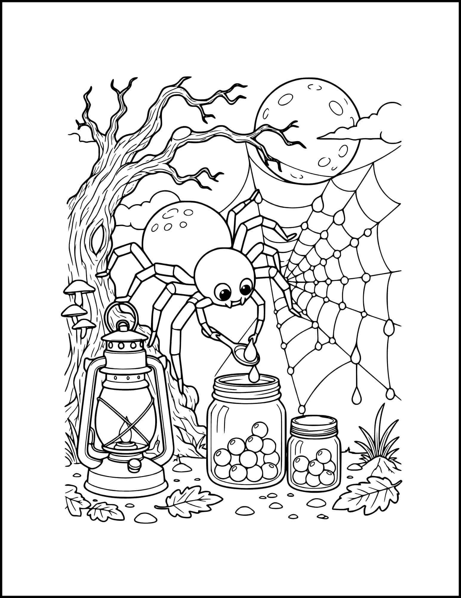 Halloween spider coloring page.