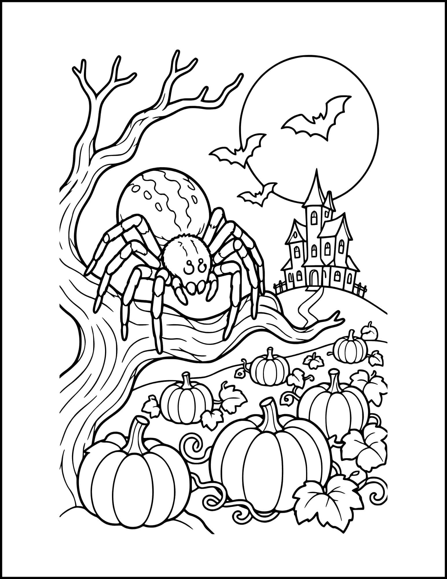 Halloween spider coloring page.
