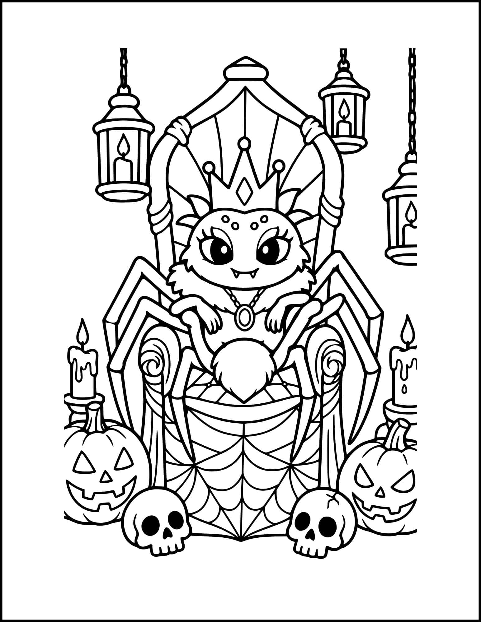 Spider queen coloring page.