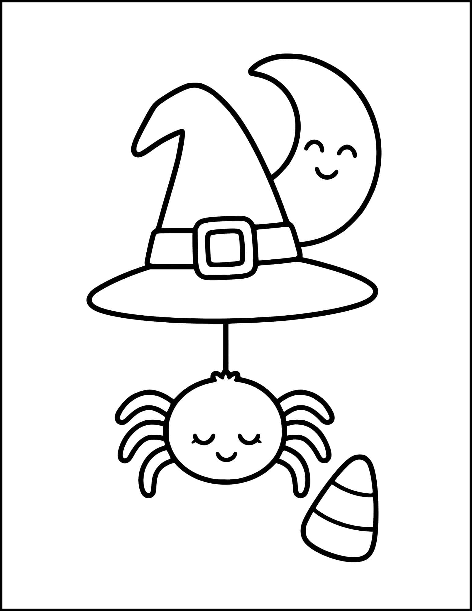 Spider wearing a witch hat.