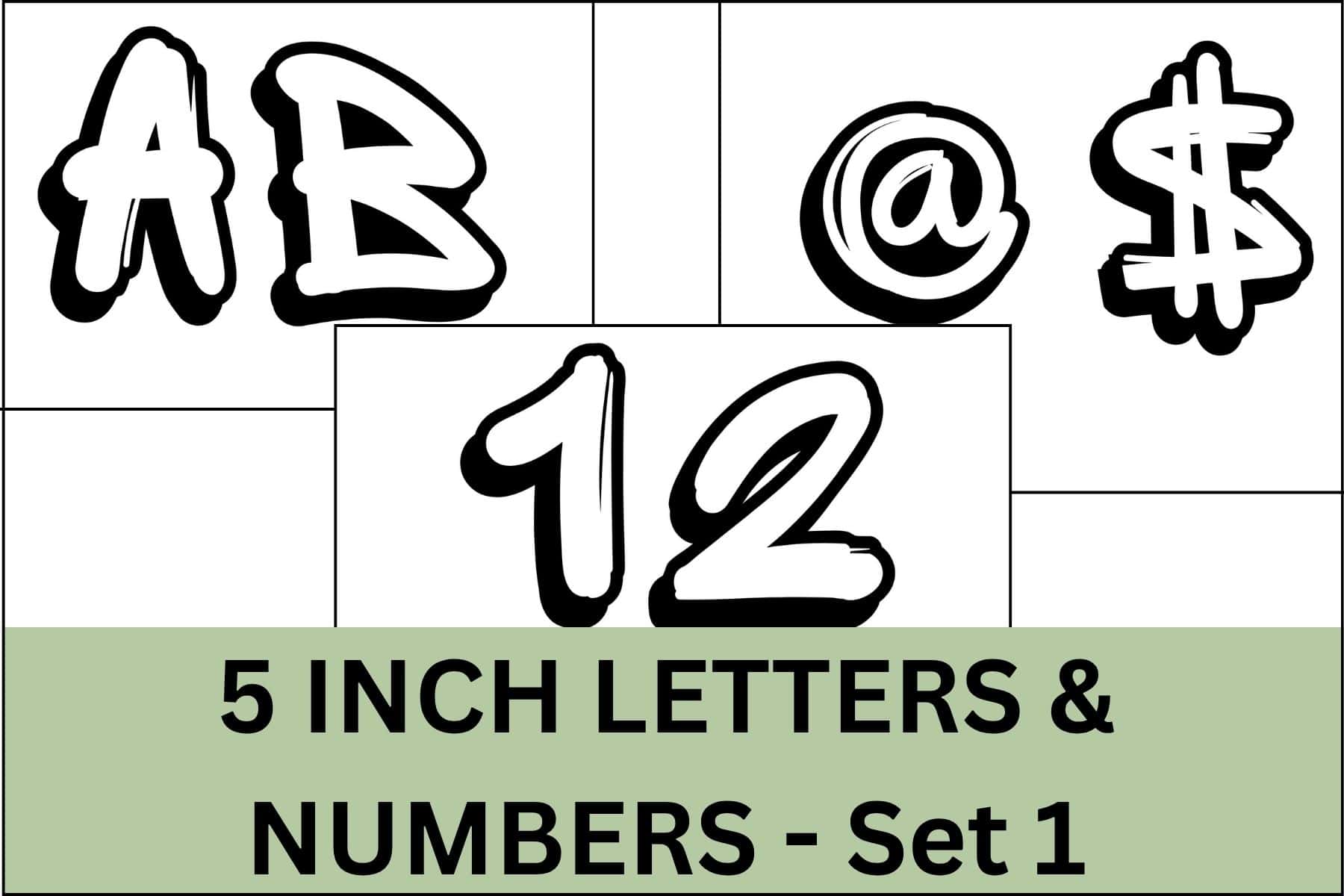 5 Inch graffiti letters, numbers and signs set.