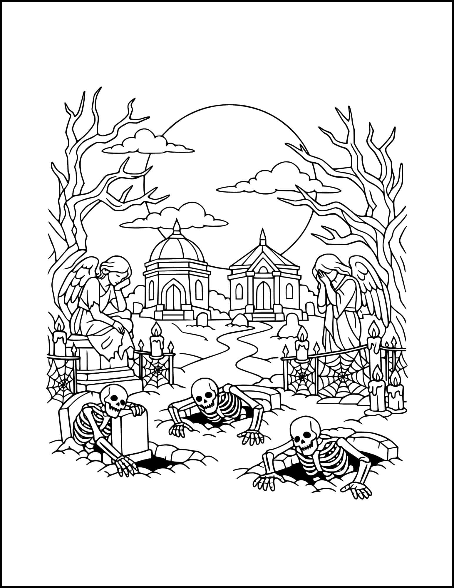 Skeletons return coloring page.