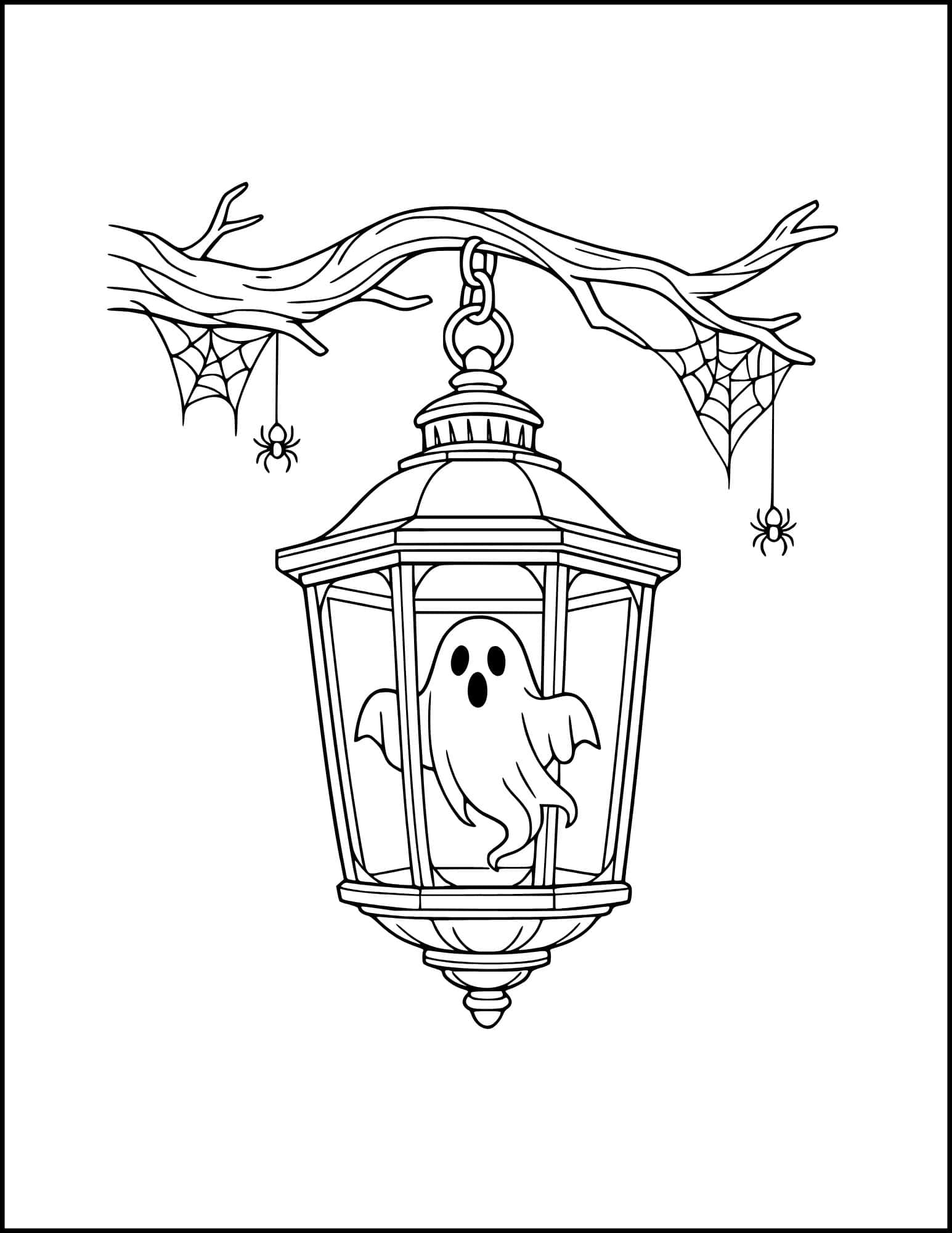 Giant haunted lantern coloring page.