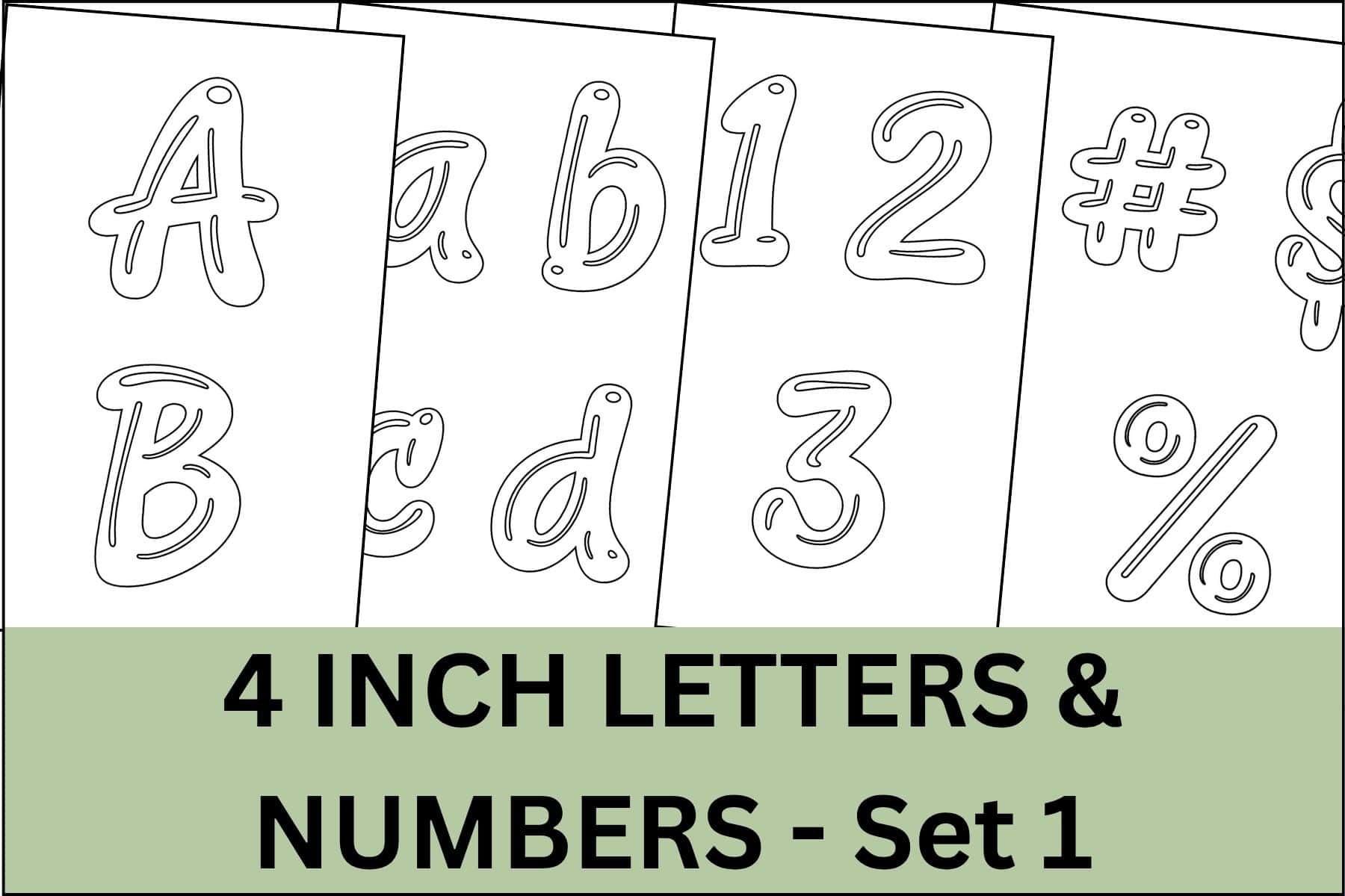 Printable bubble letters, numbers and signs in 4 inch size.