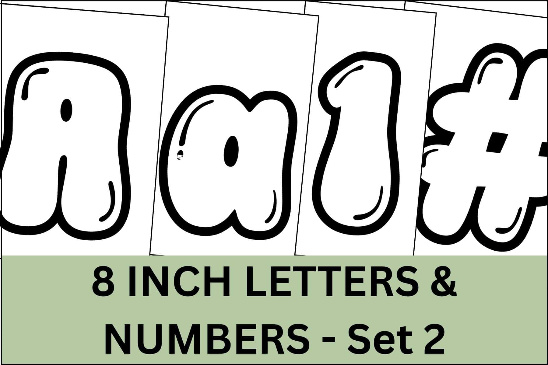 Printable bubble letters, numbers and signs in 8 inch size.