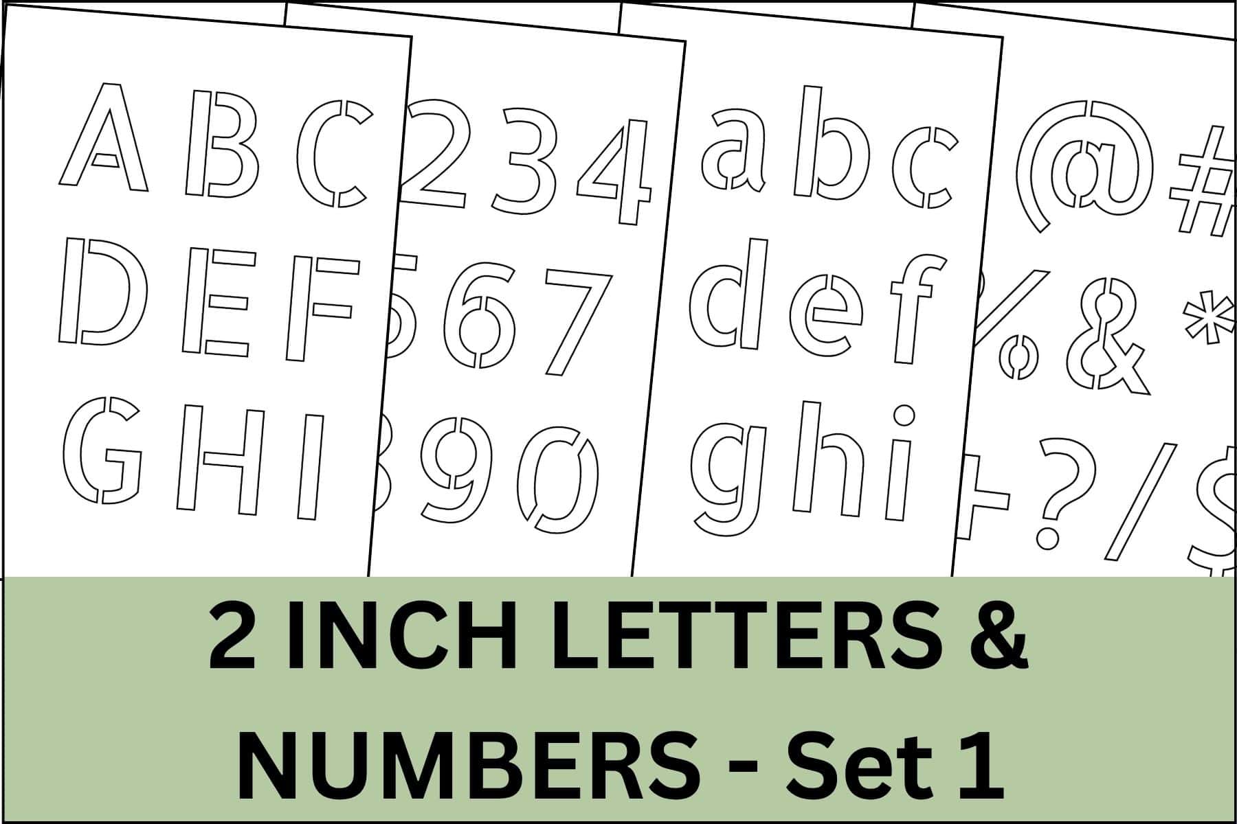 2 inch letters, numbers and signs alphabet letter stencils printable set.