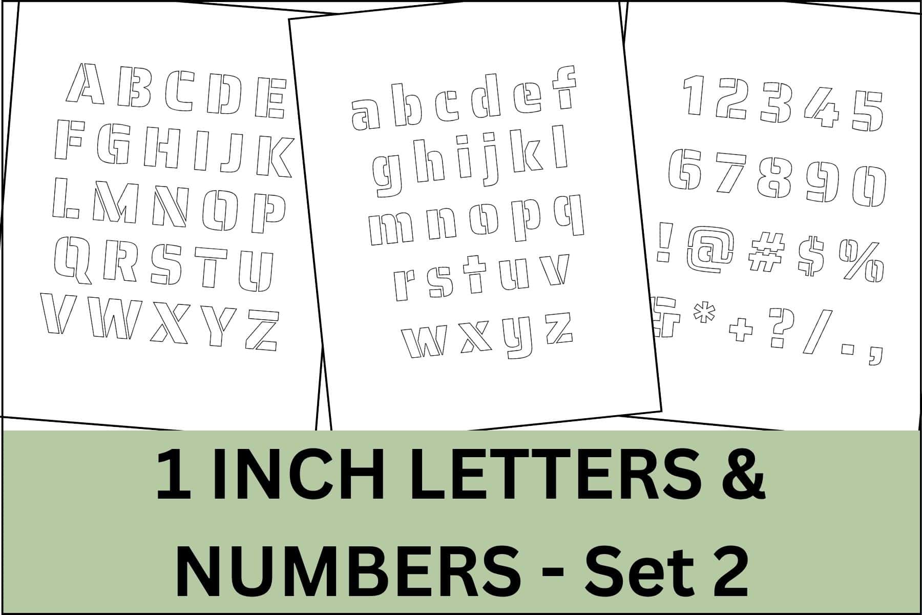 1 inch letters, numbers and signs alphabet letter stencils printable set.