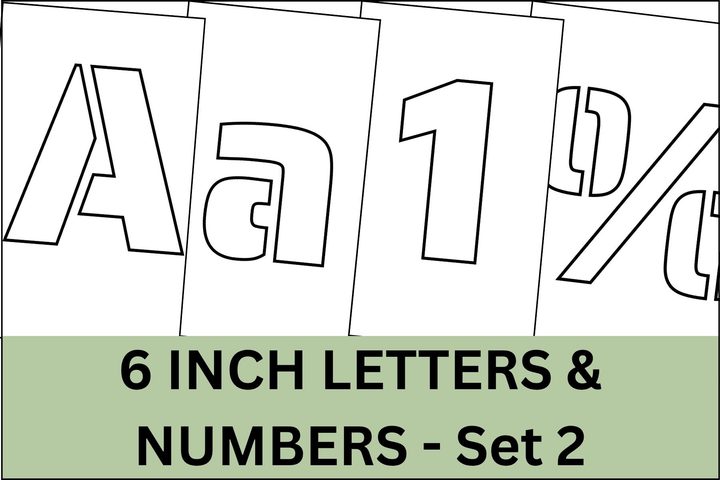 6 inch letters, numbers and signs alphabet letter stencils printable set.