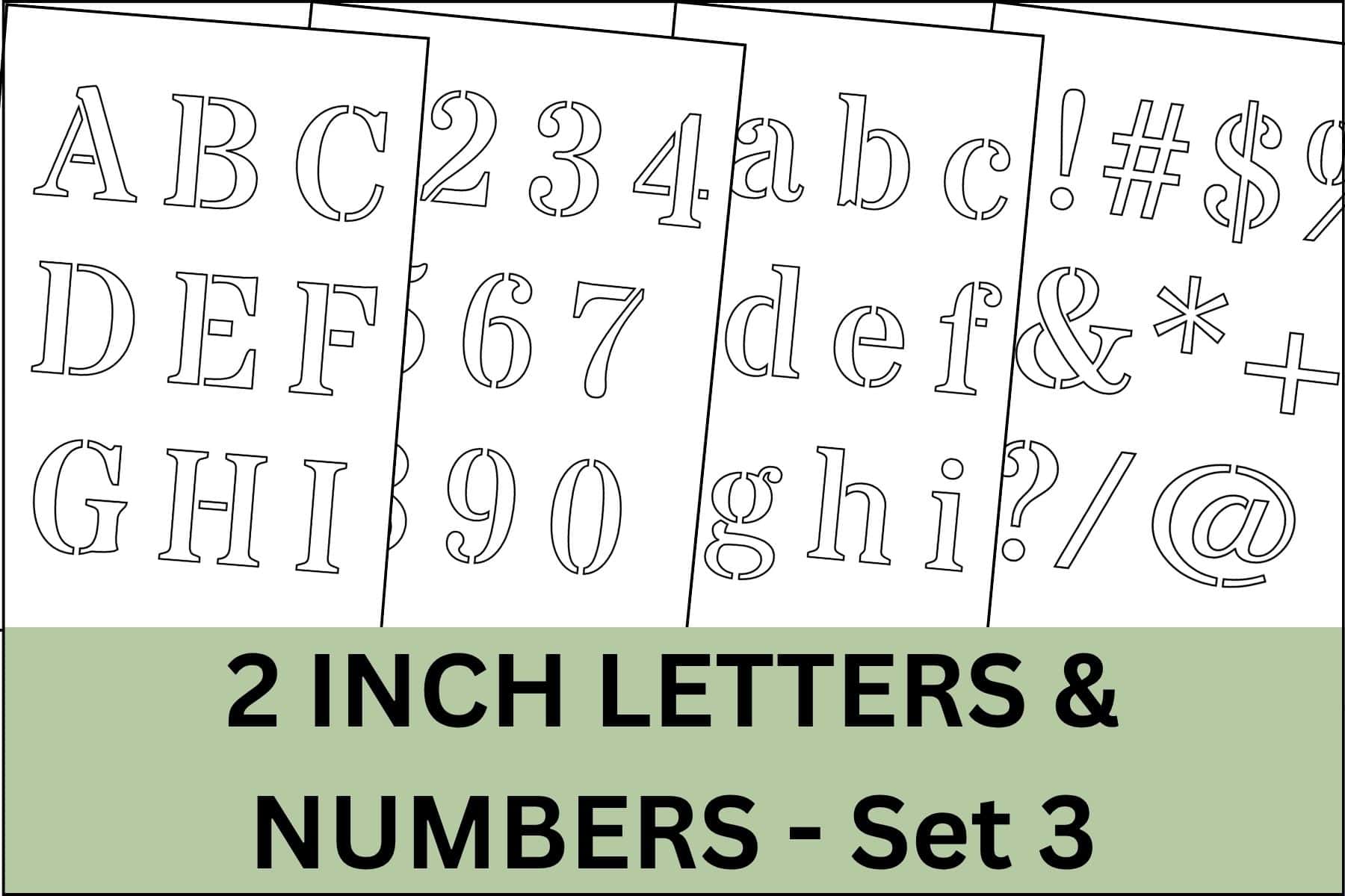 2 inch letters, numbers and signs alphabet letter stencils printable set.