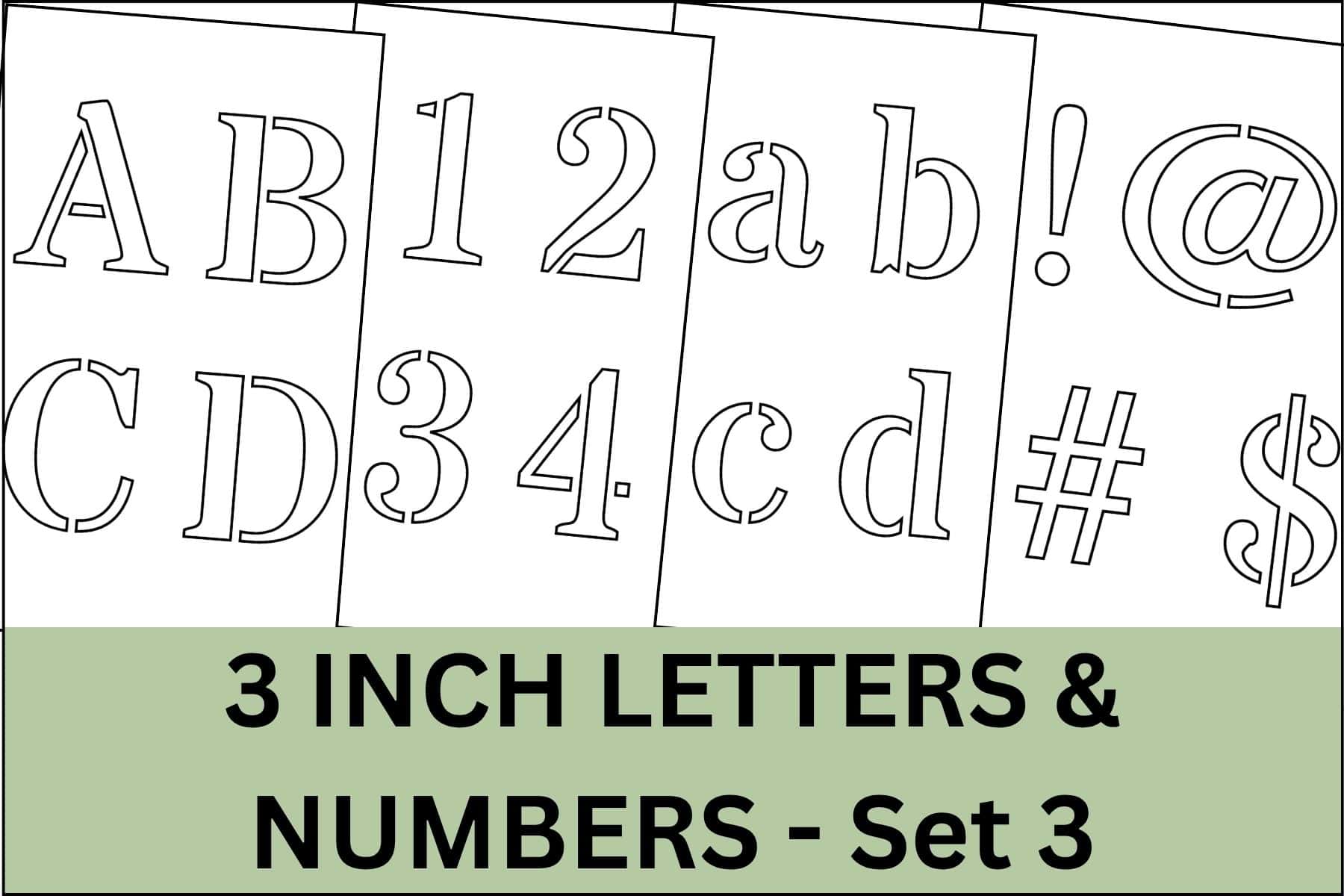 3 inch letters, numbers and signs alphabet letter stencils printable set.