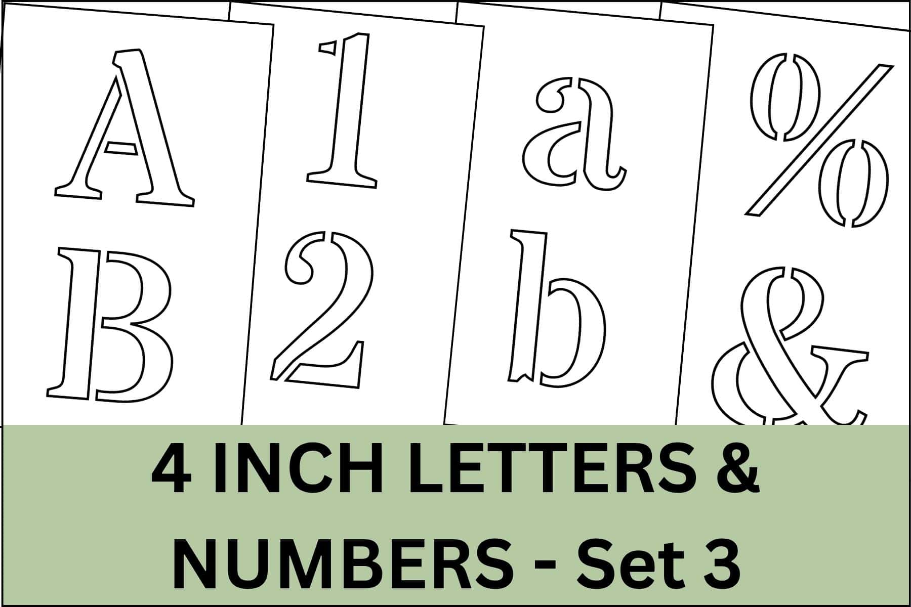 4 inch letters, numbers and signs alphabet letter stencils printable set.