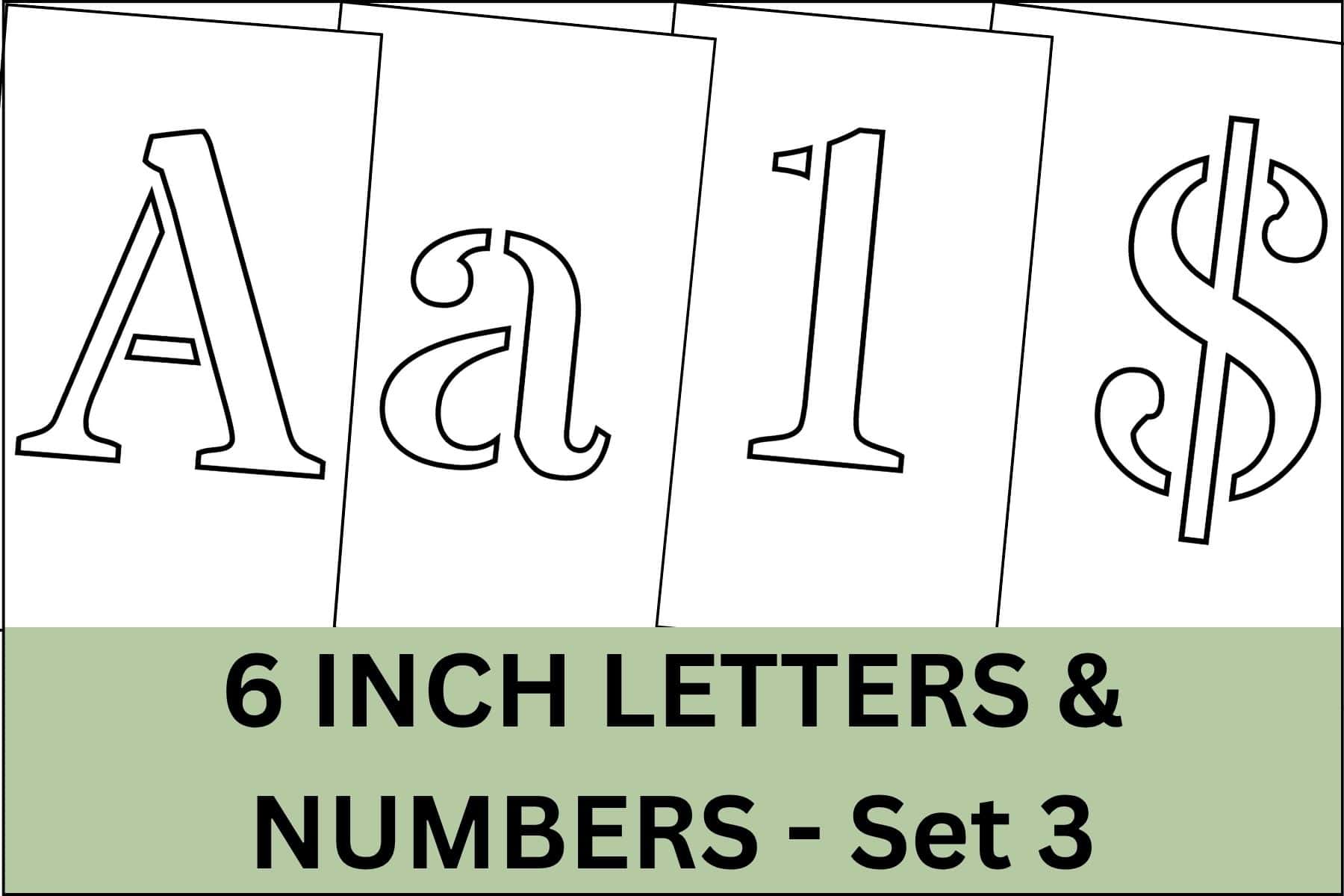 6 inch letters, numbers and signs alphabet letter stencils printable set.