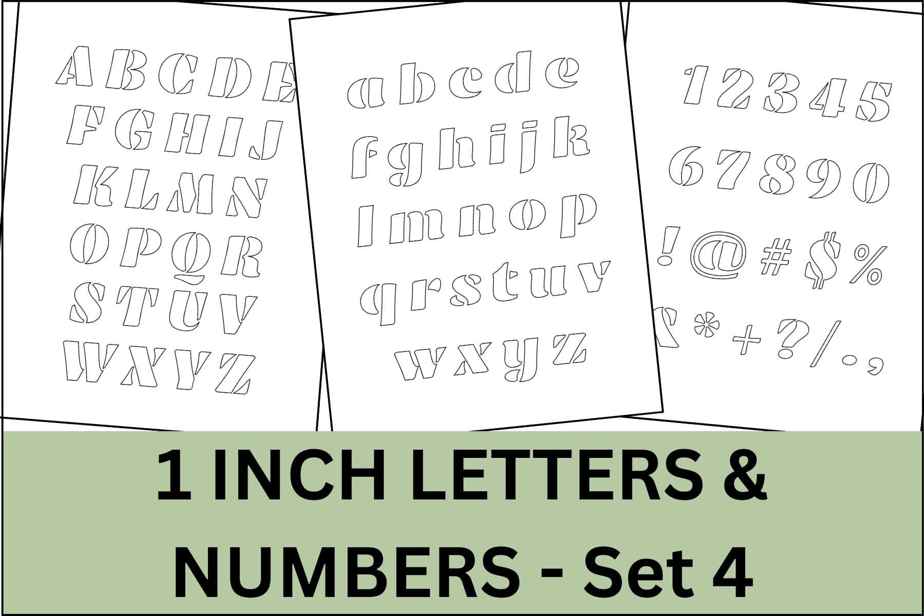 1 inch letters, numbers and signs alphabet letter stencils printable set.