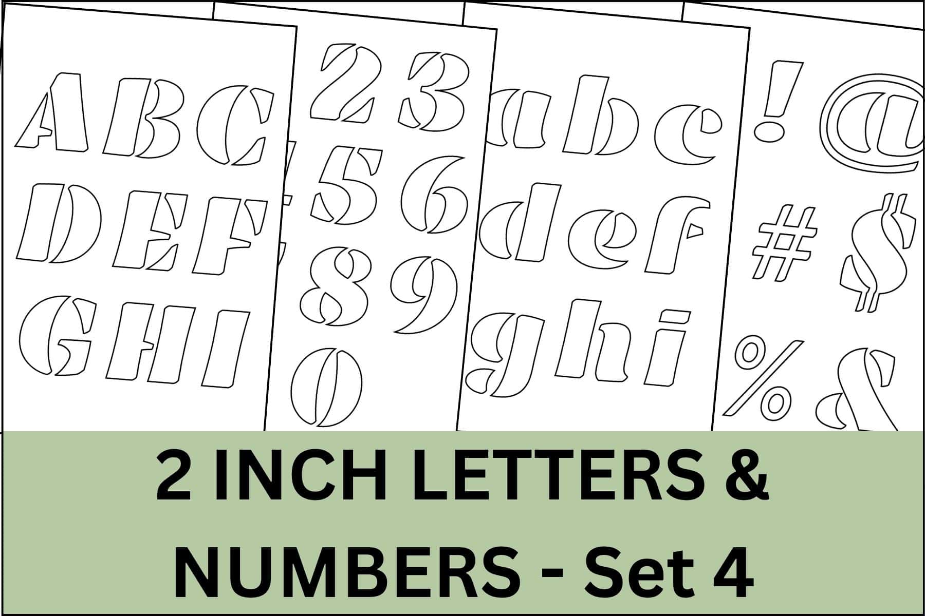 2 inch letters, numbers and signs alphabet letter stencils printable set.