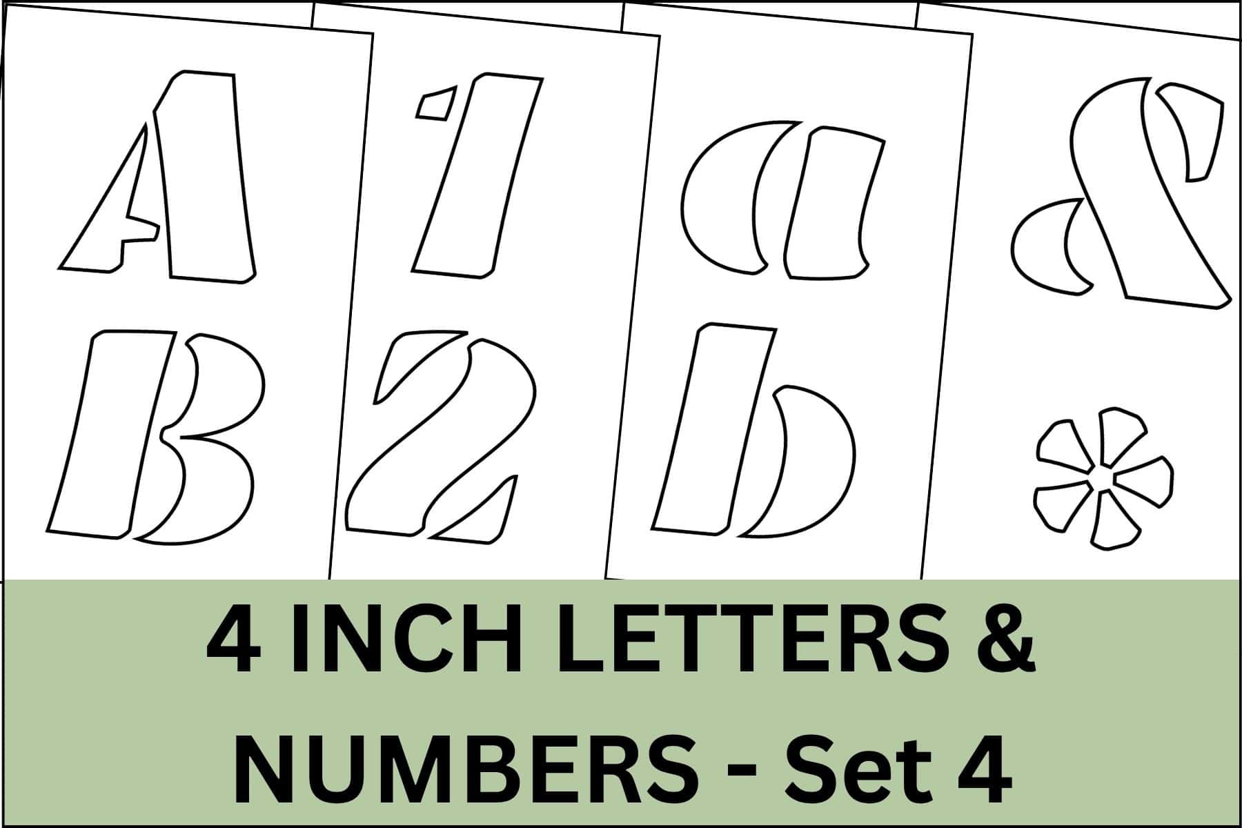 4 inch letters, numbers and signs stencil printable set.
