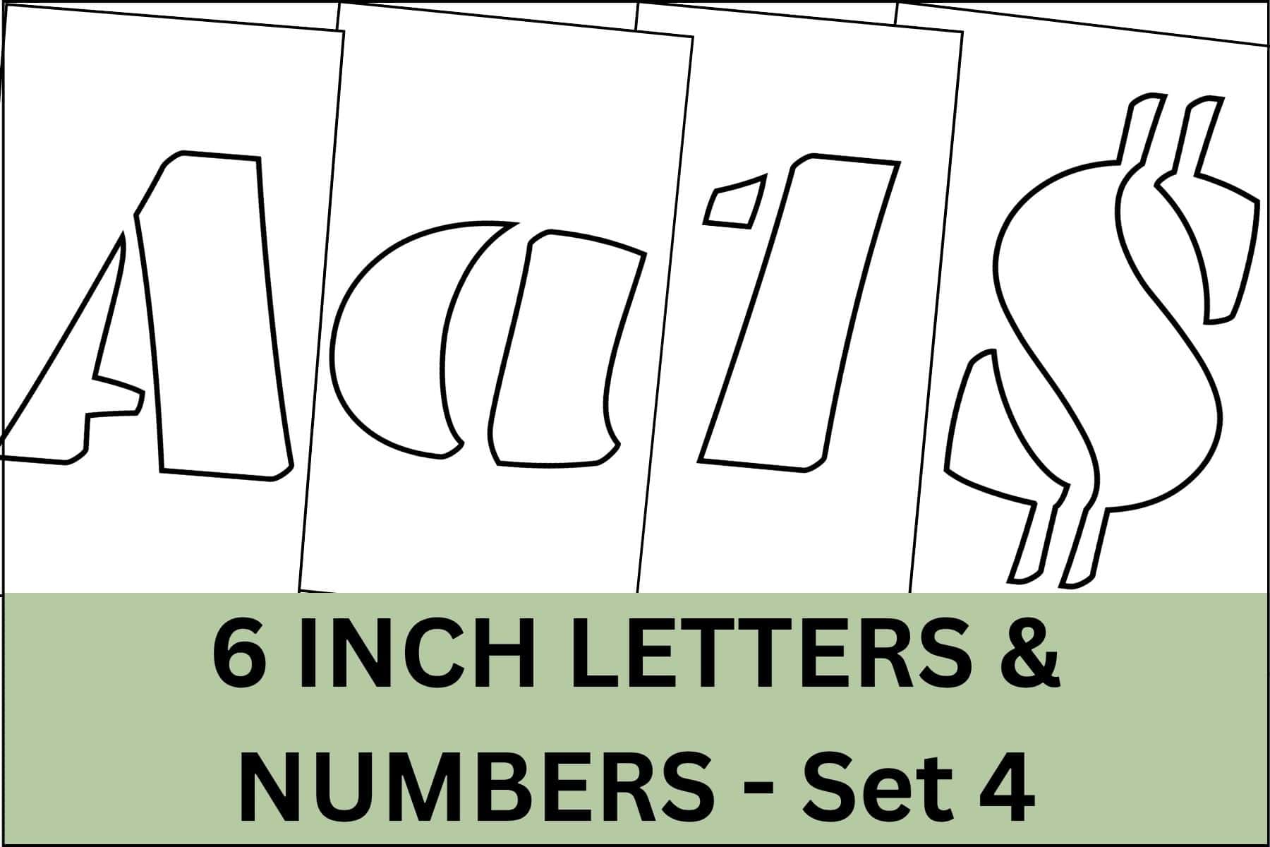6 inch letters, numbers and signs stencil printable set.