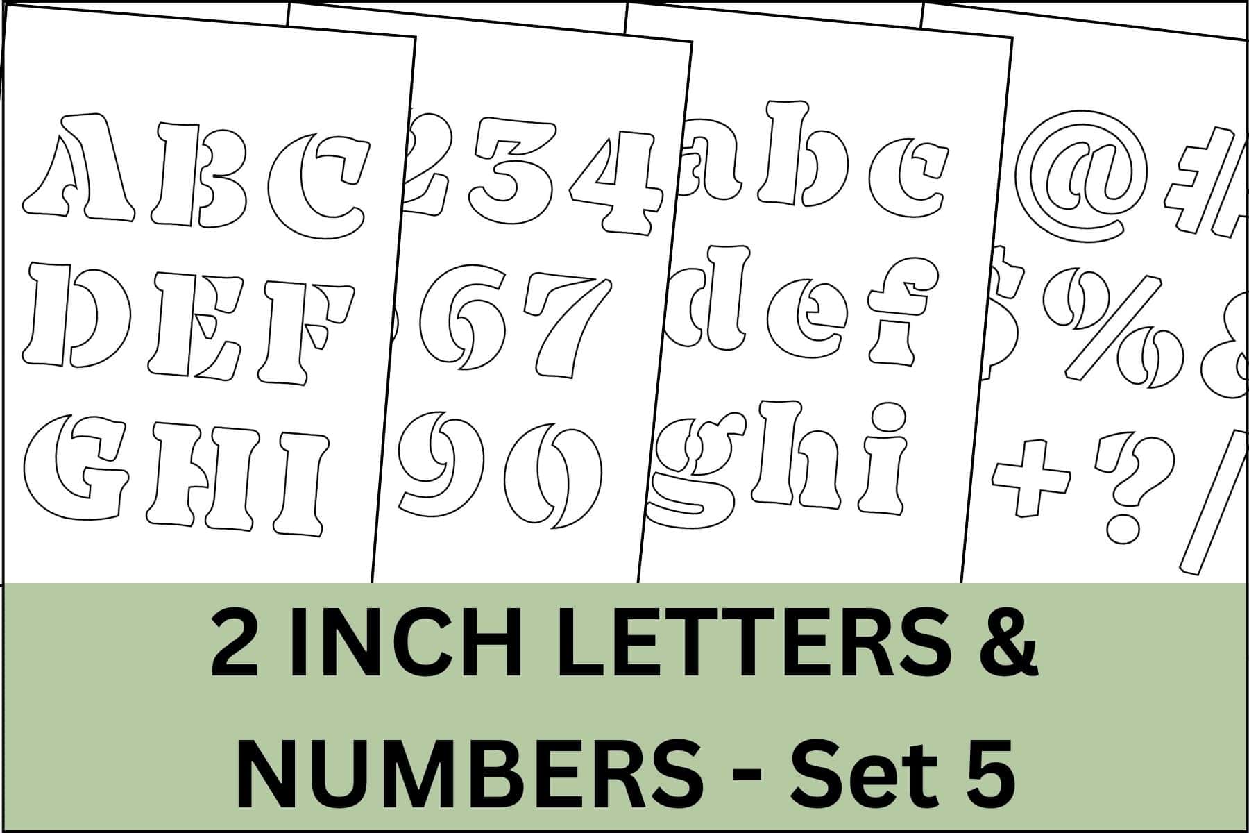 2 inch letters, numbers and signs stencil printable set.