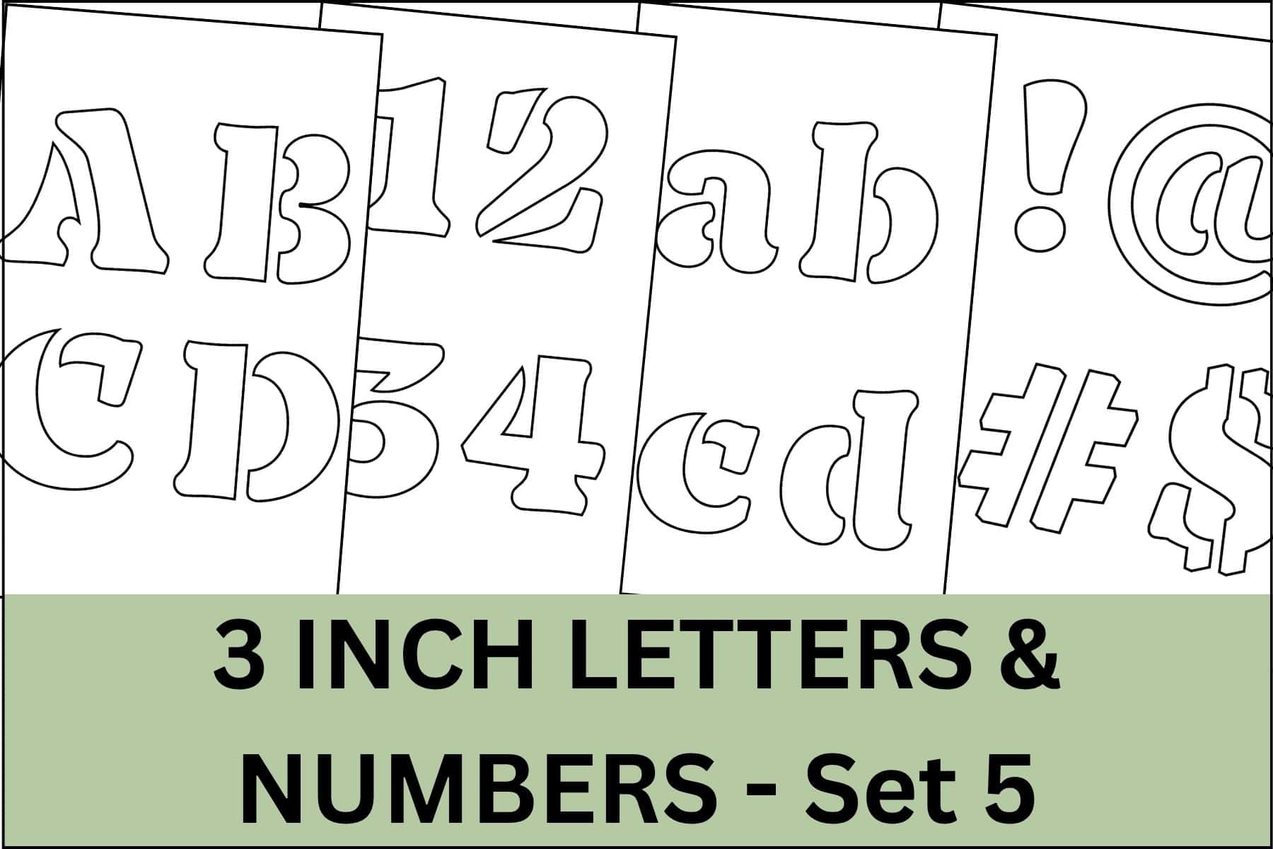 3 inch letters, numbers and signs stencil printable set.