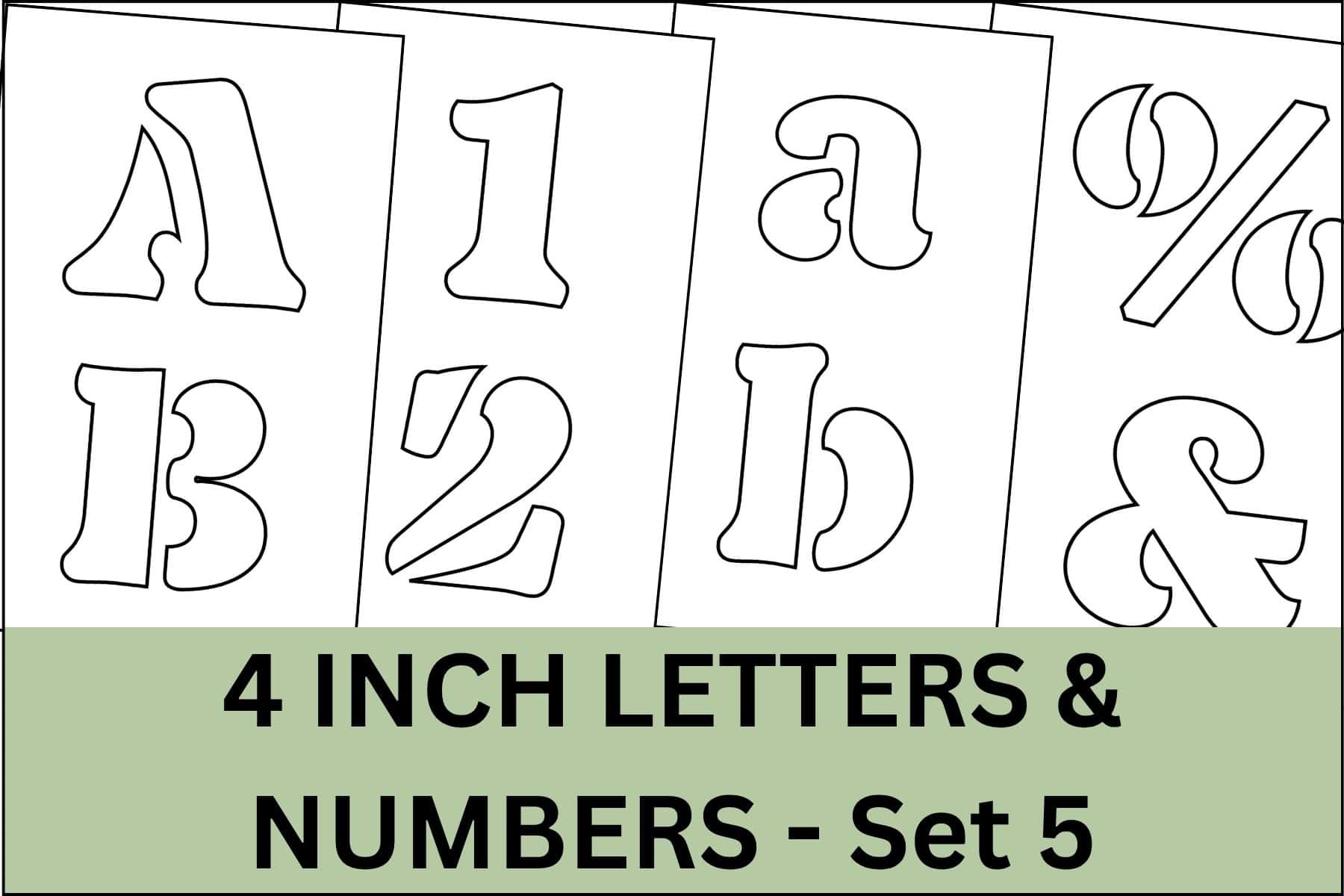 4 inch letters, numbers and signs stencil printable set.