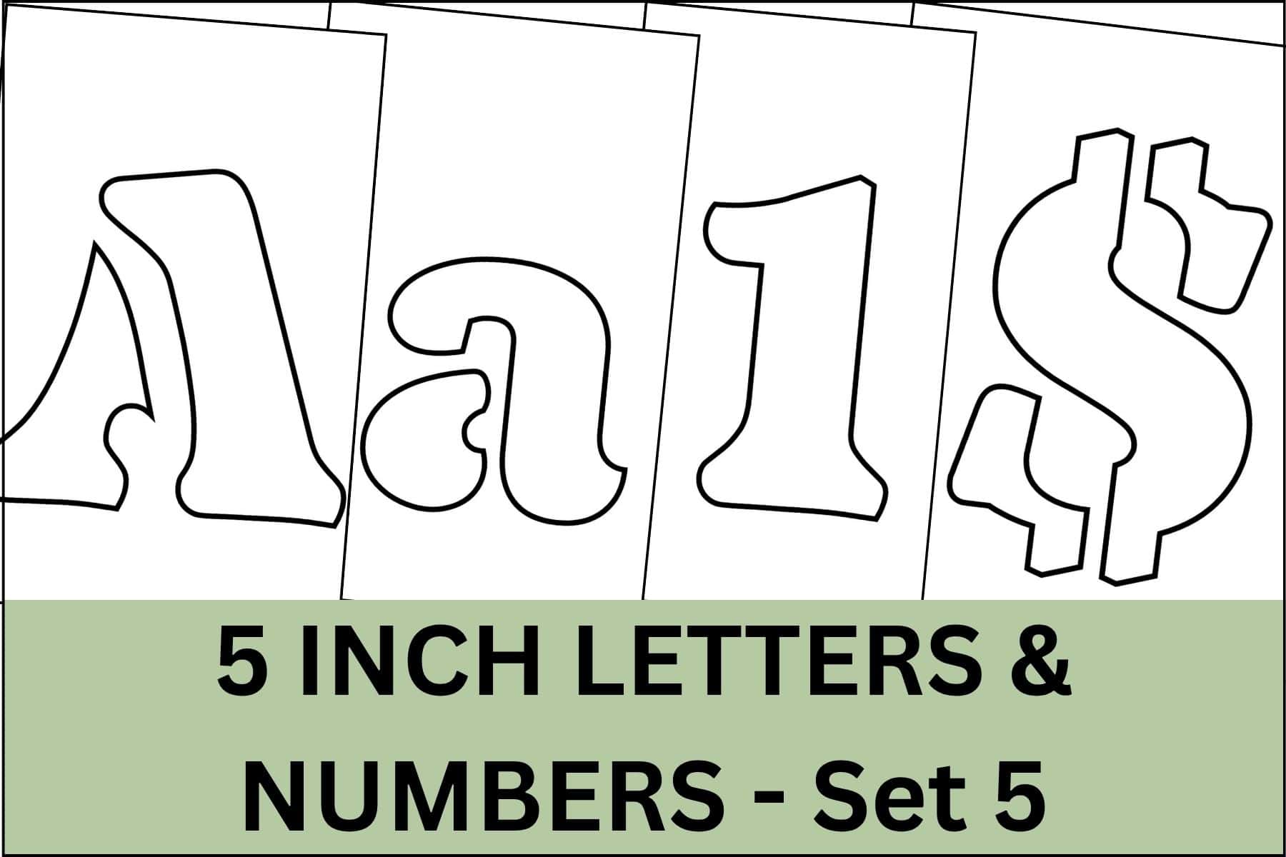 5 inch letters, numbers and signs stencil printable set.