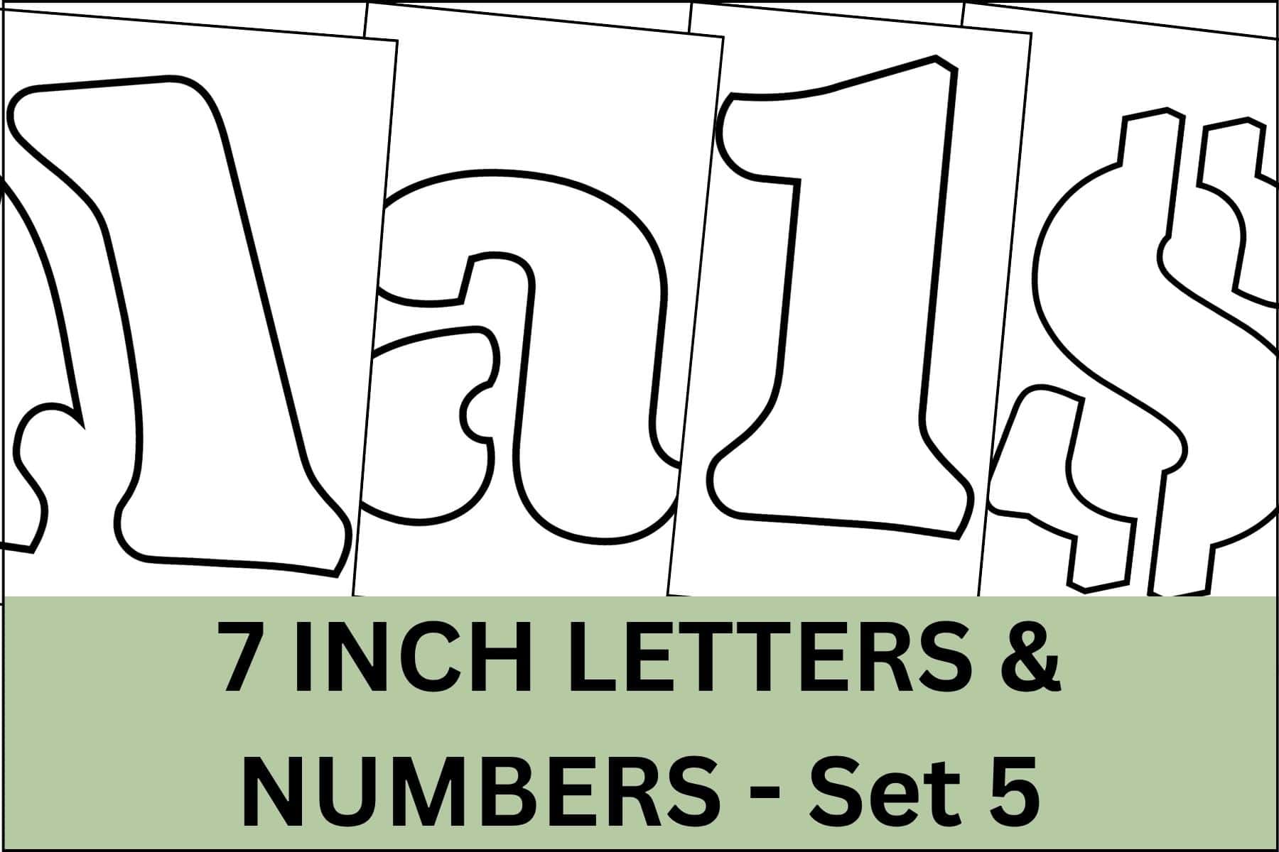 7 inch letters, numbers and signs stencil printable set.