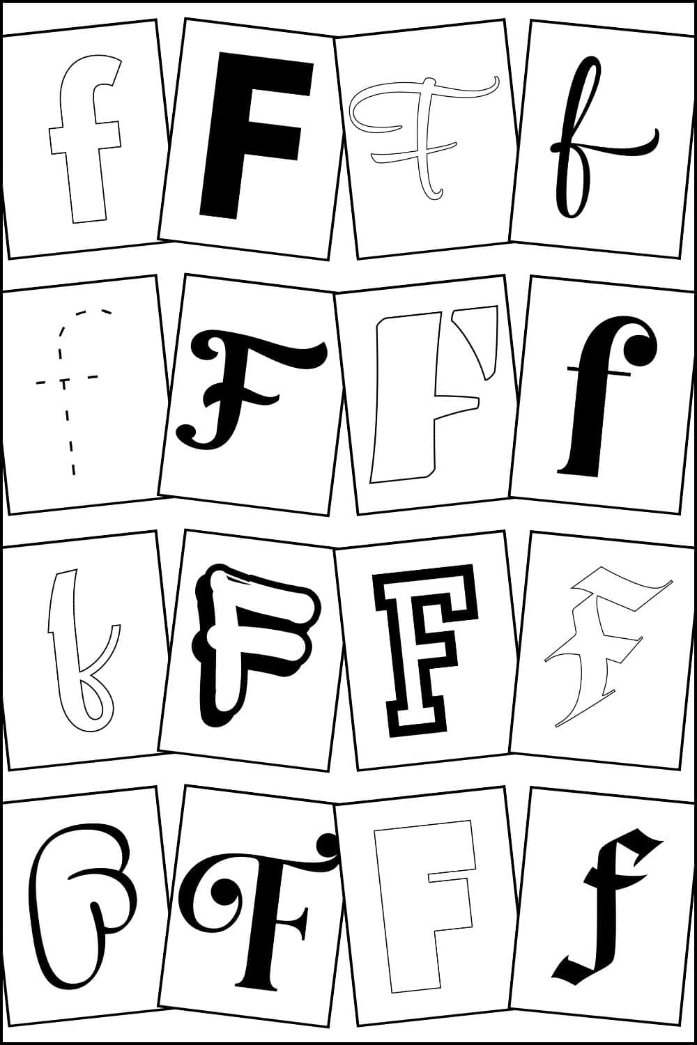 Various Facebook logo designs in black and white with different fonts and styles.
