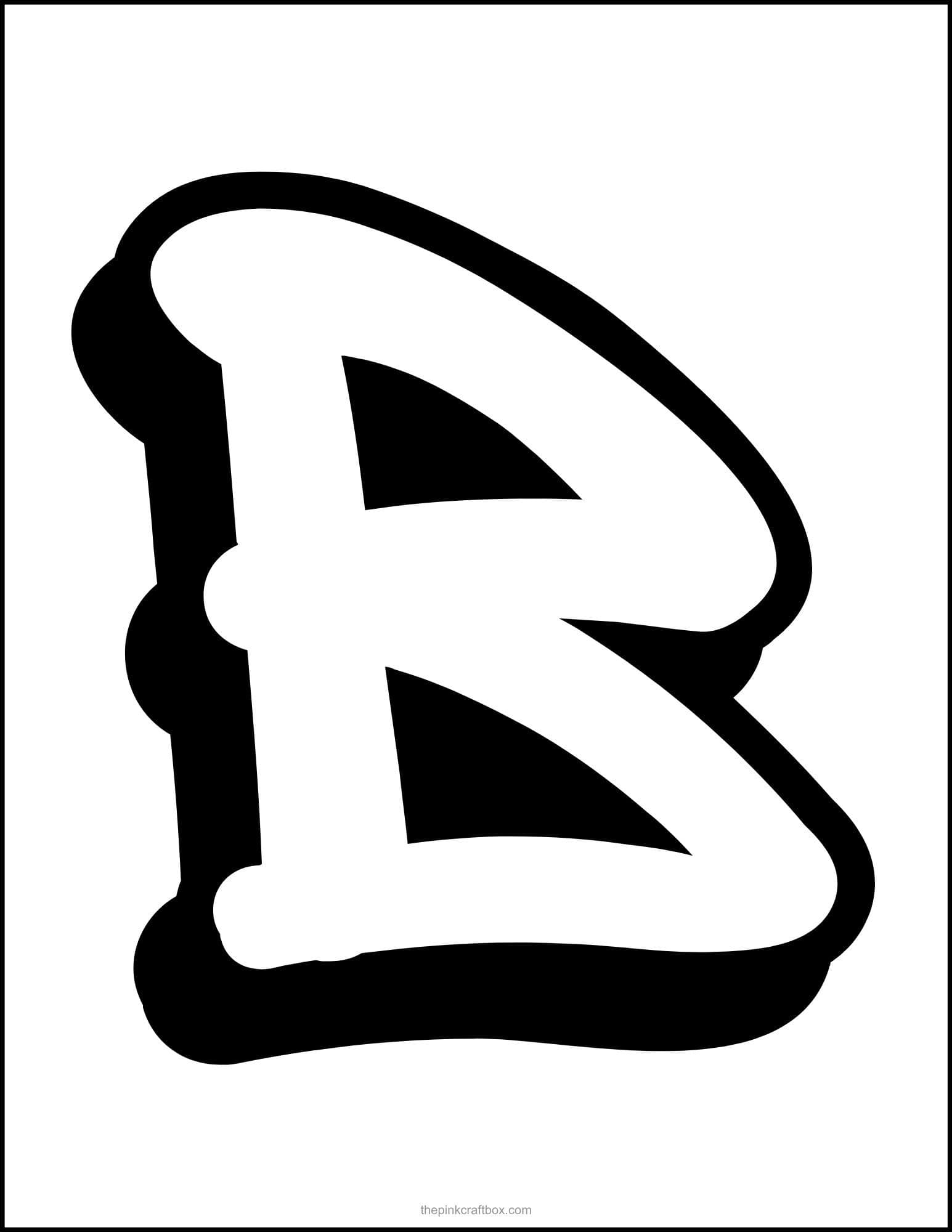 Graffiti letter B printable template.