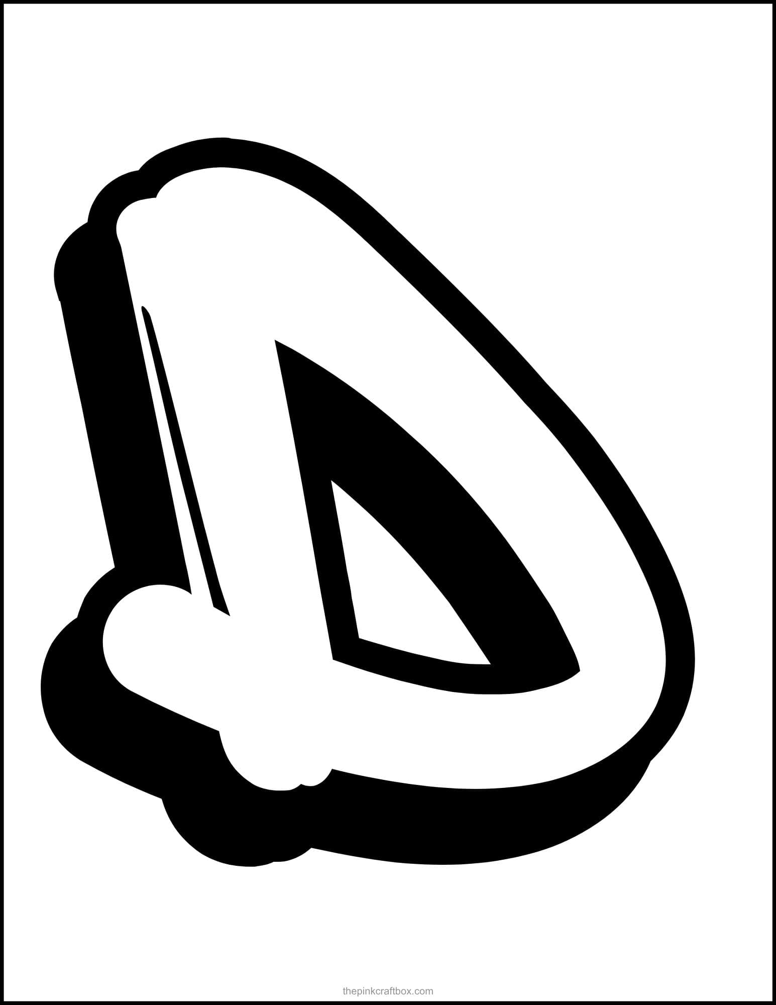 Graffiti letter D printable.