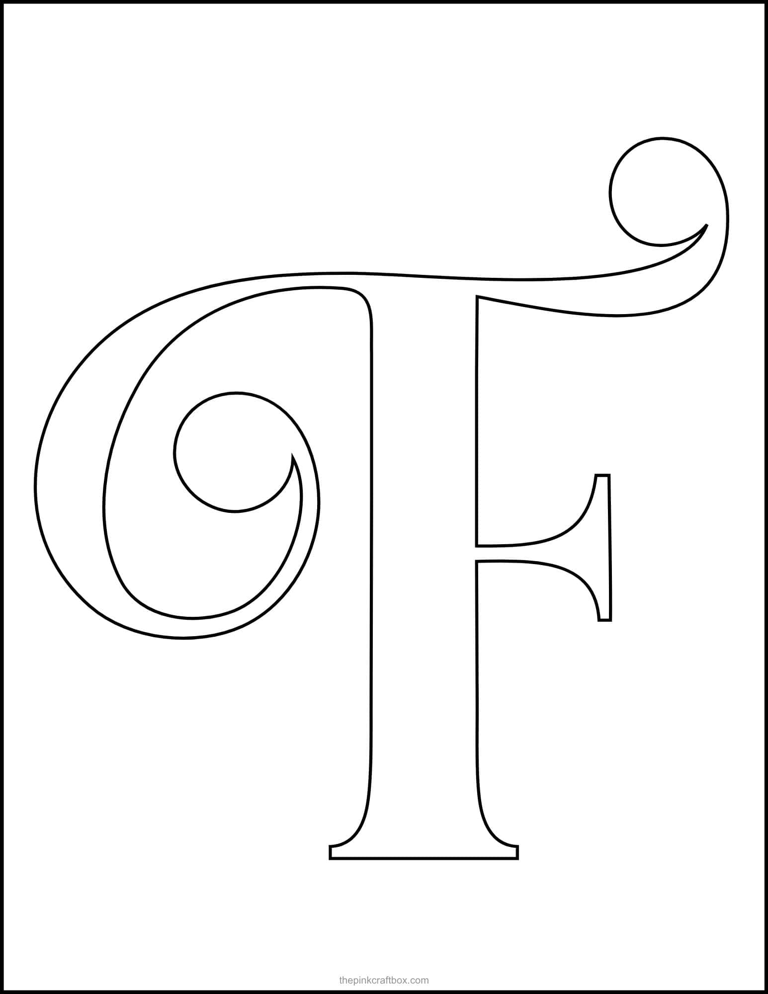 Fancy alphabet letter F template.