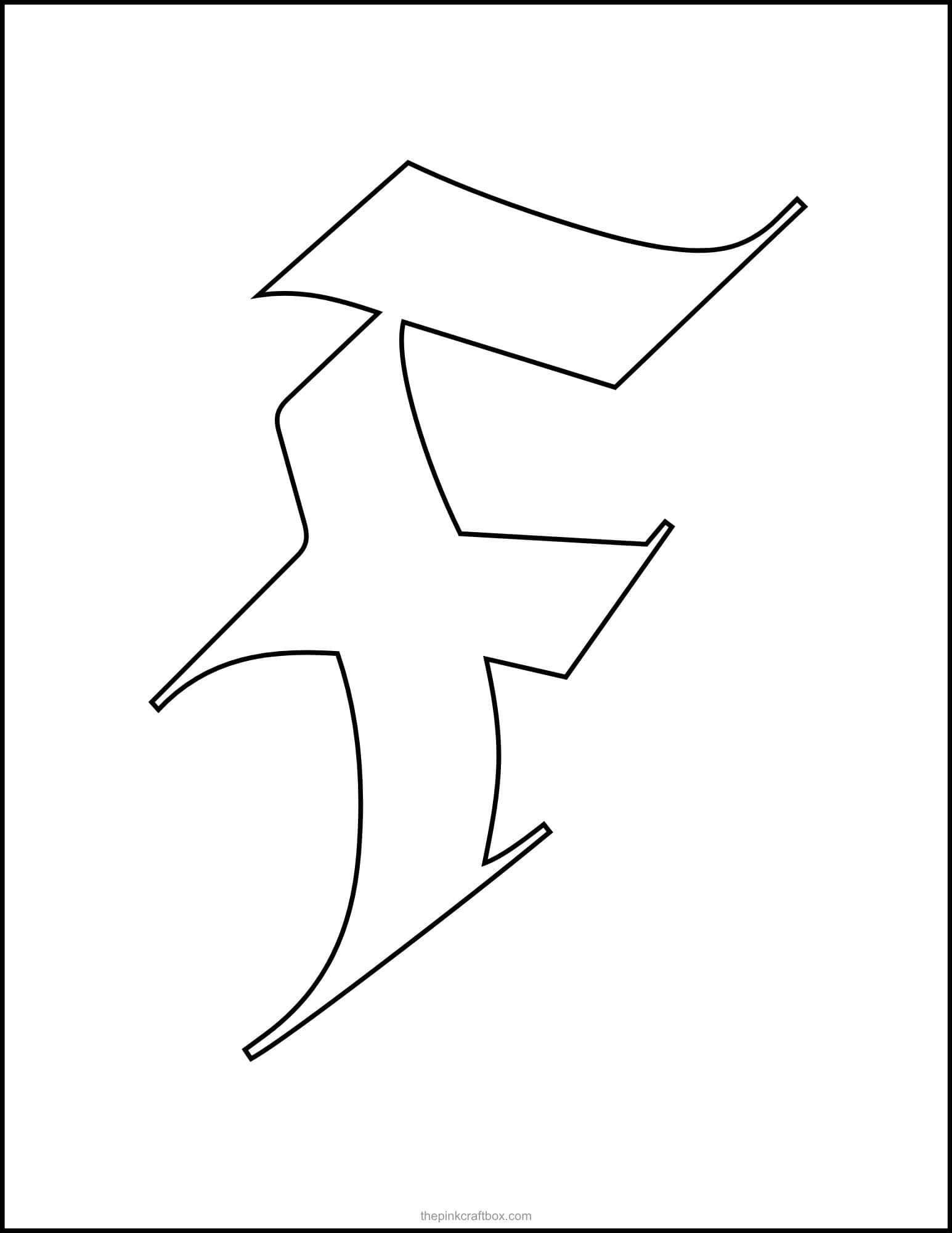 Classic old english letter F printable template.