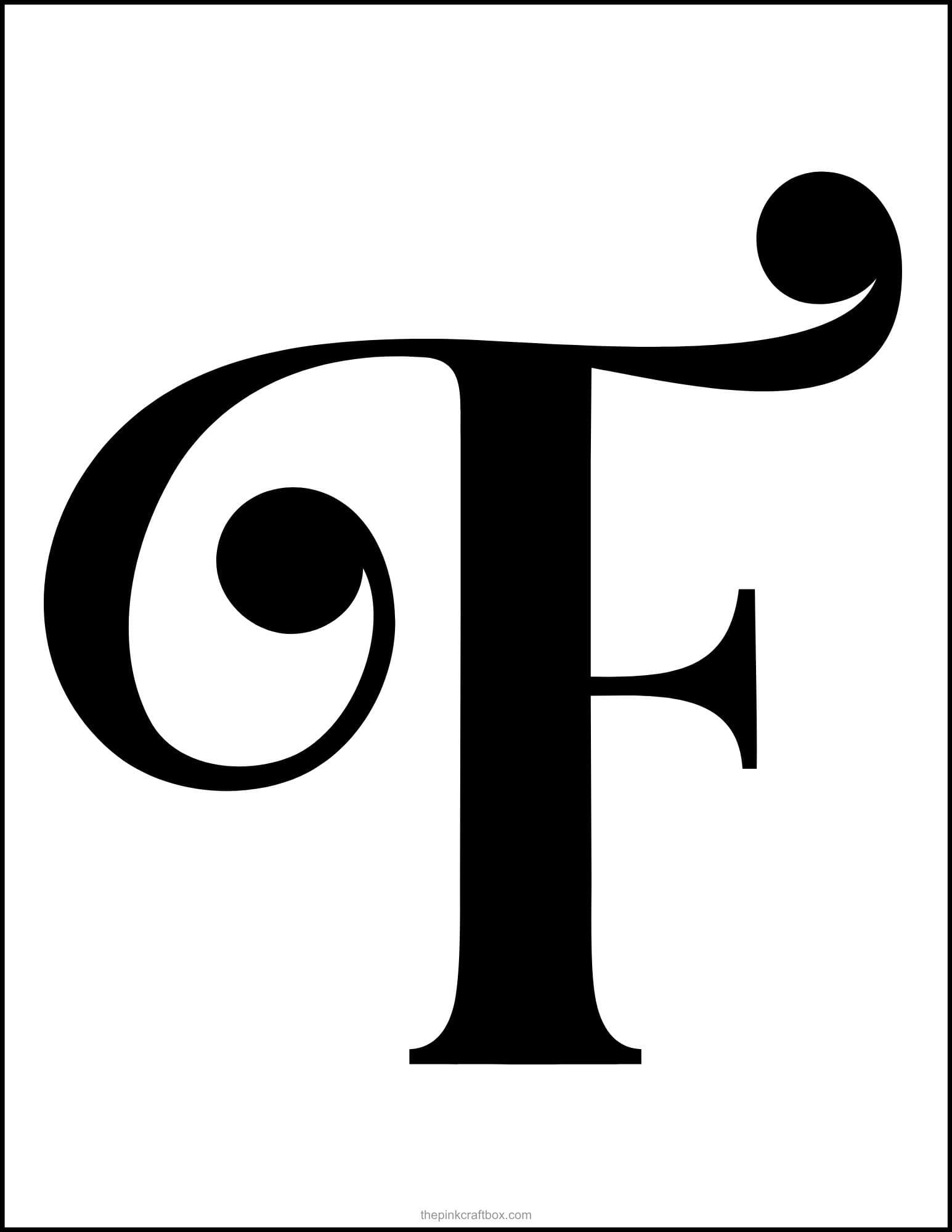 Fancy alphabet letter F template.