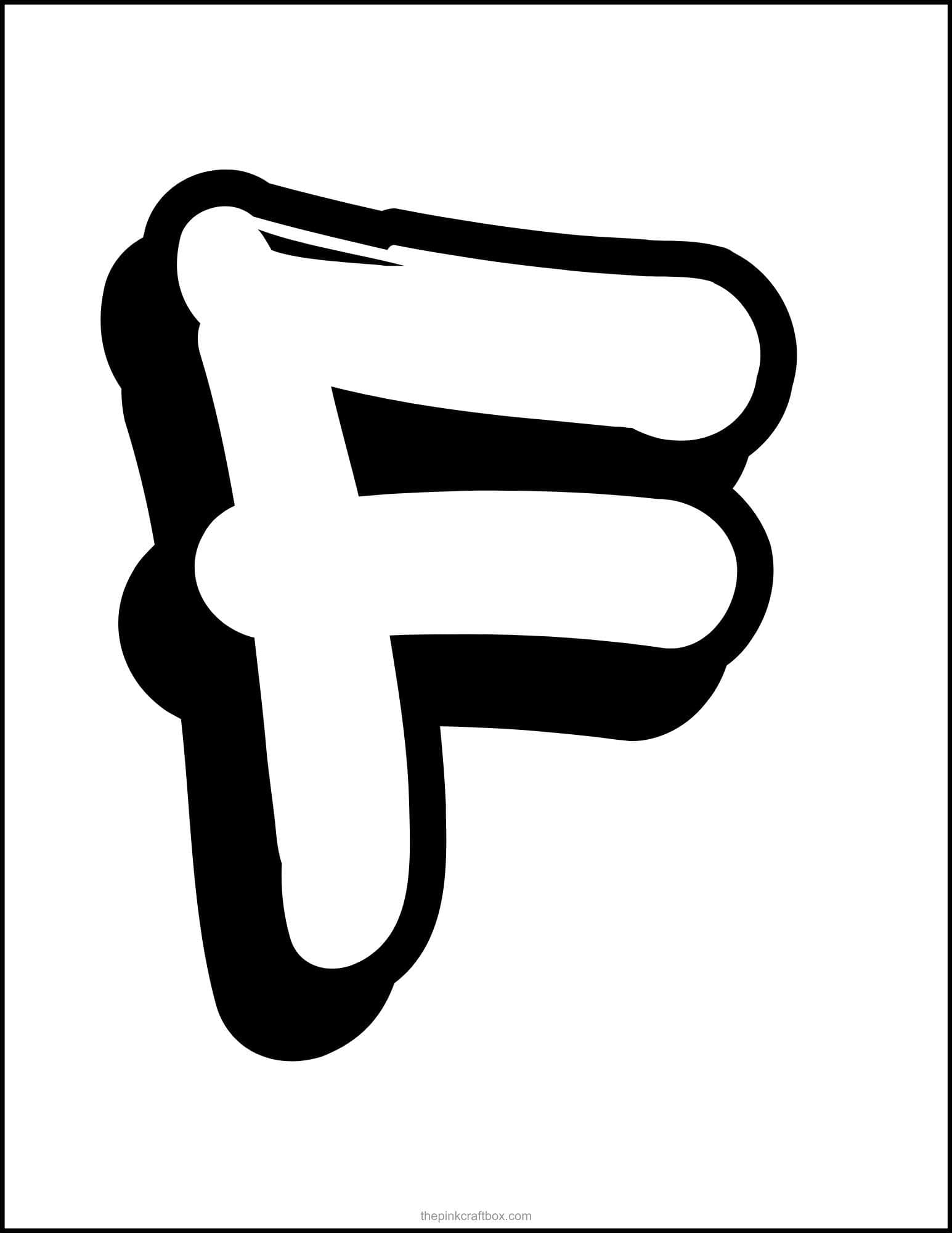 Graffiti letter F template printable.