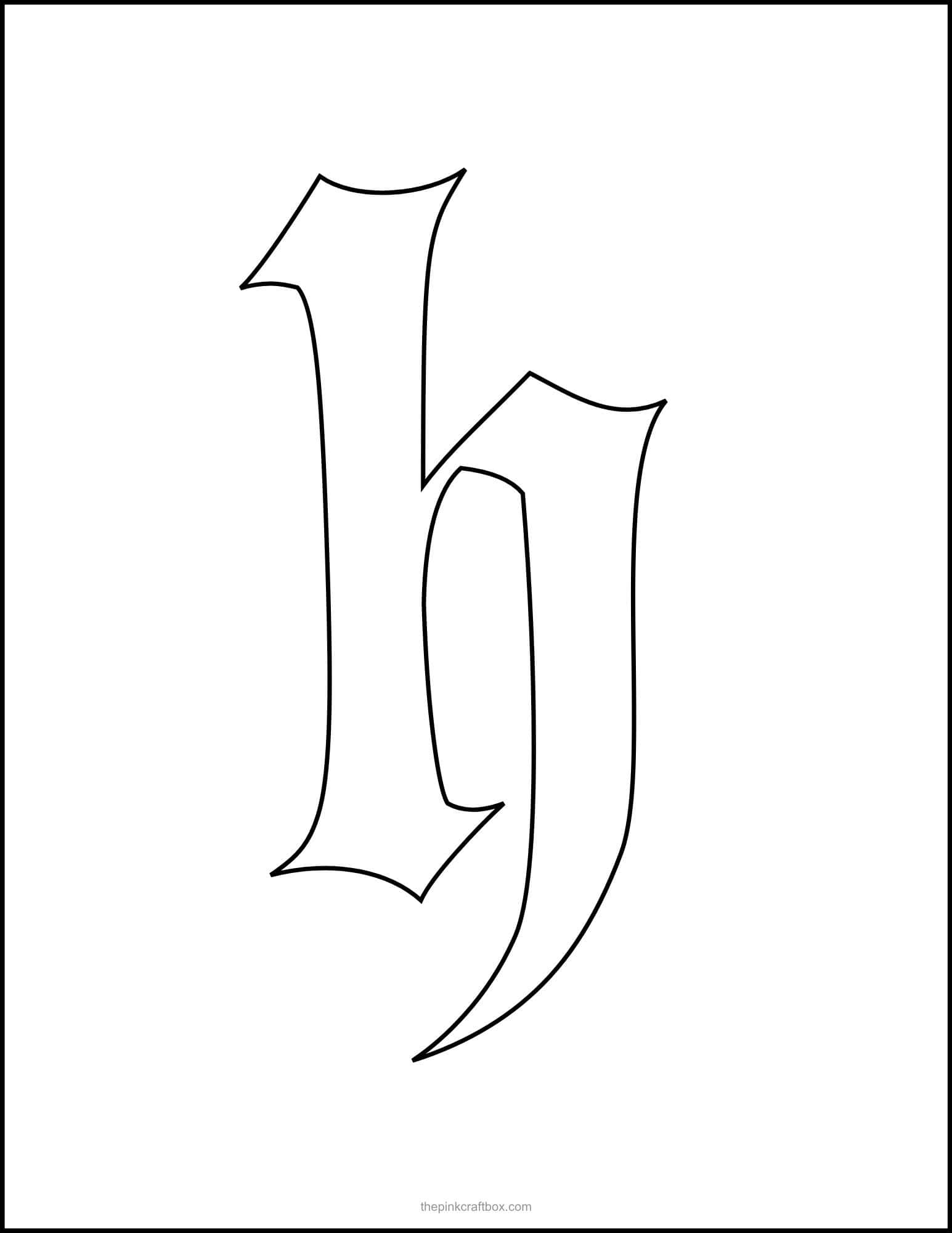 Letter H in classic old English font style printable.