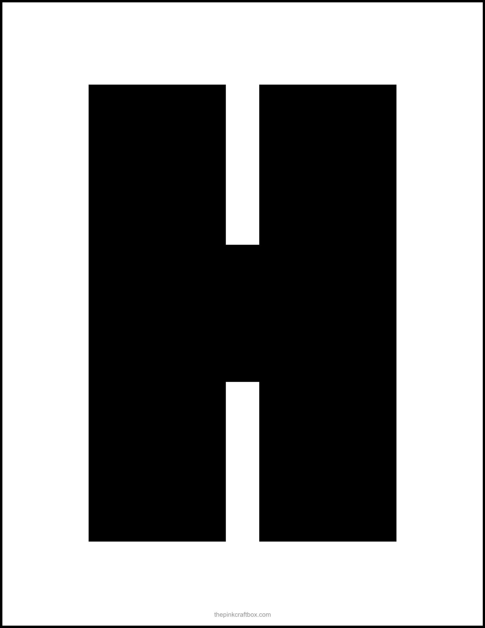 Printable letter H in bold font style.
