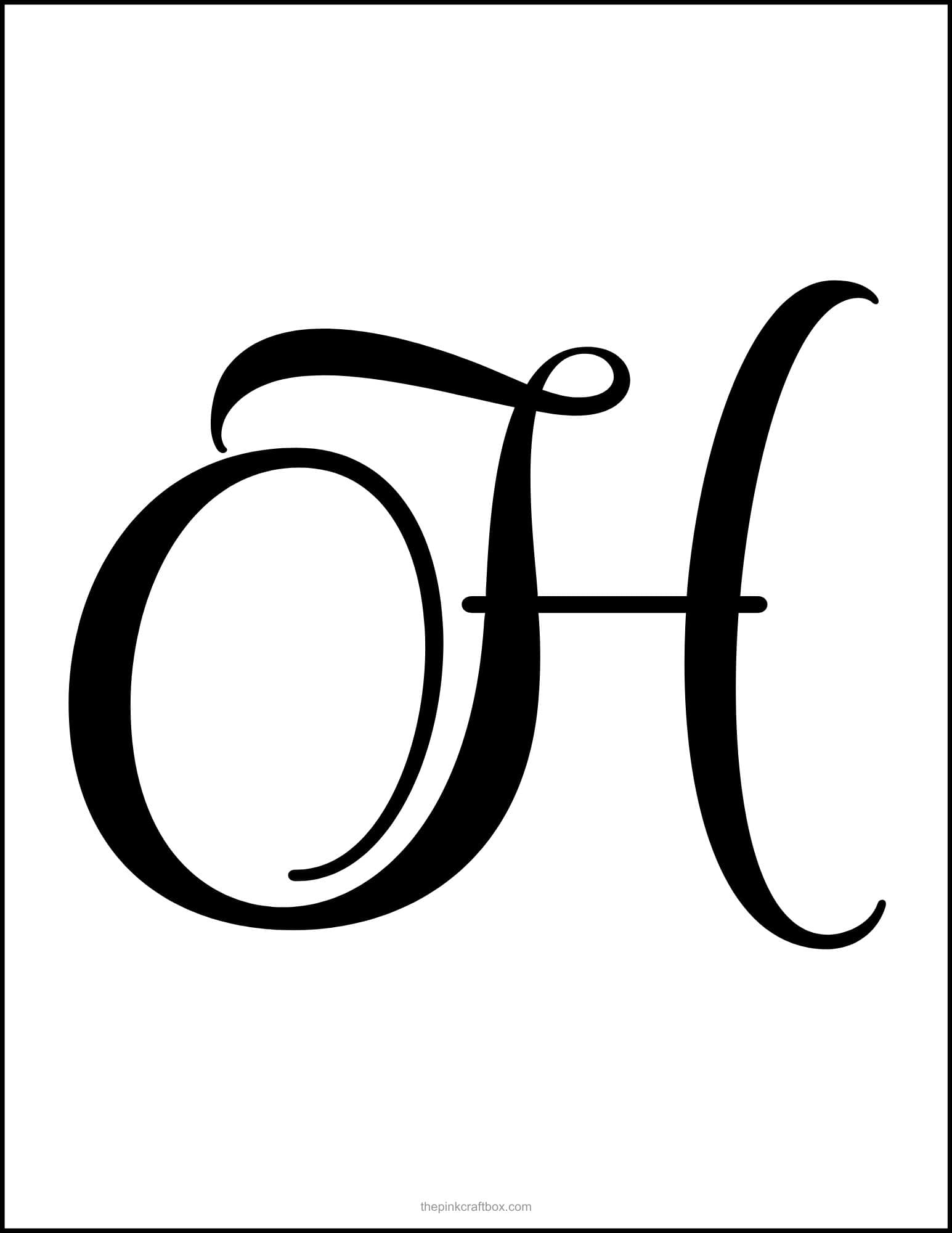 Calligraphy letter H template.