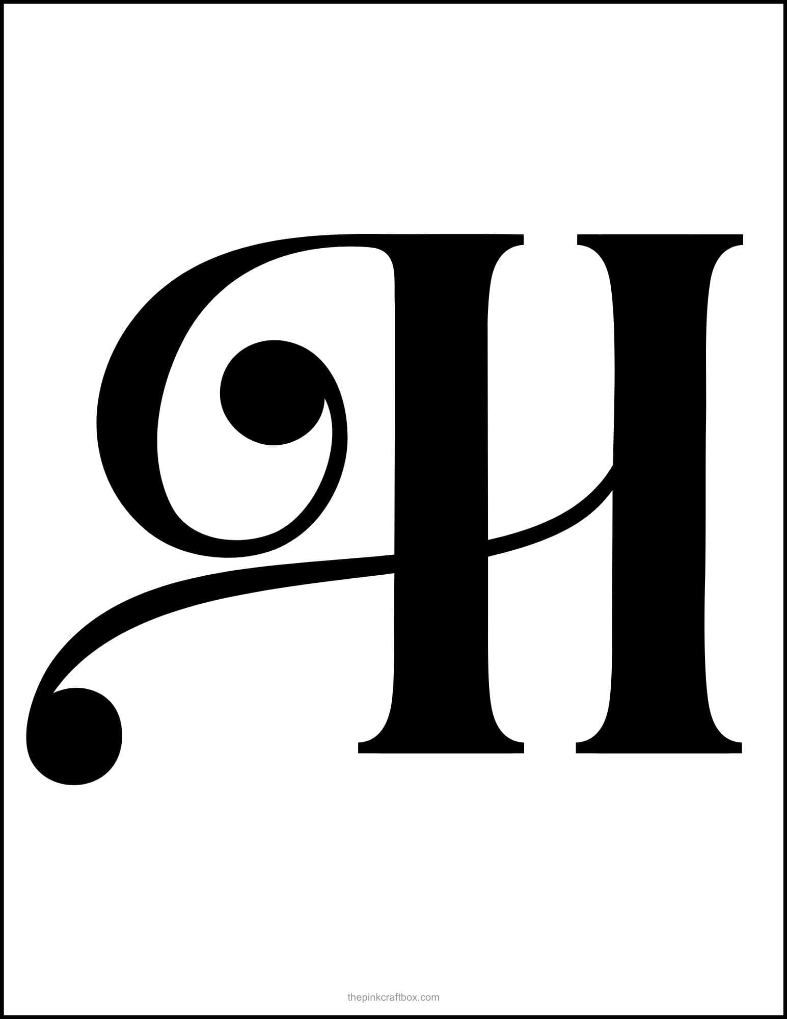 Printable fancy letter H.