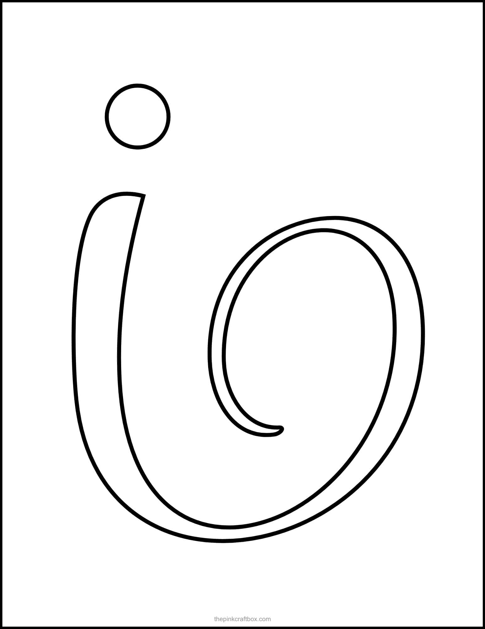 Calligraphy letter I template printable.