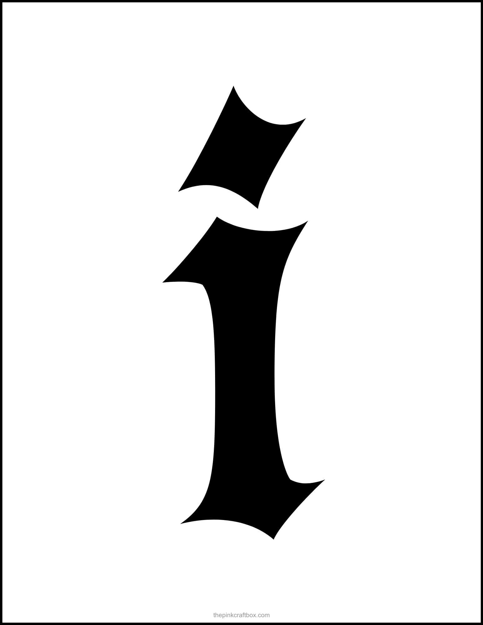 Printable letter I in classic old English font style.