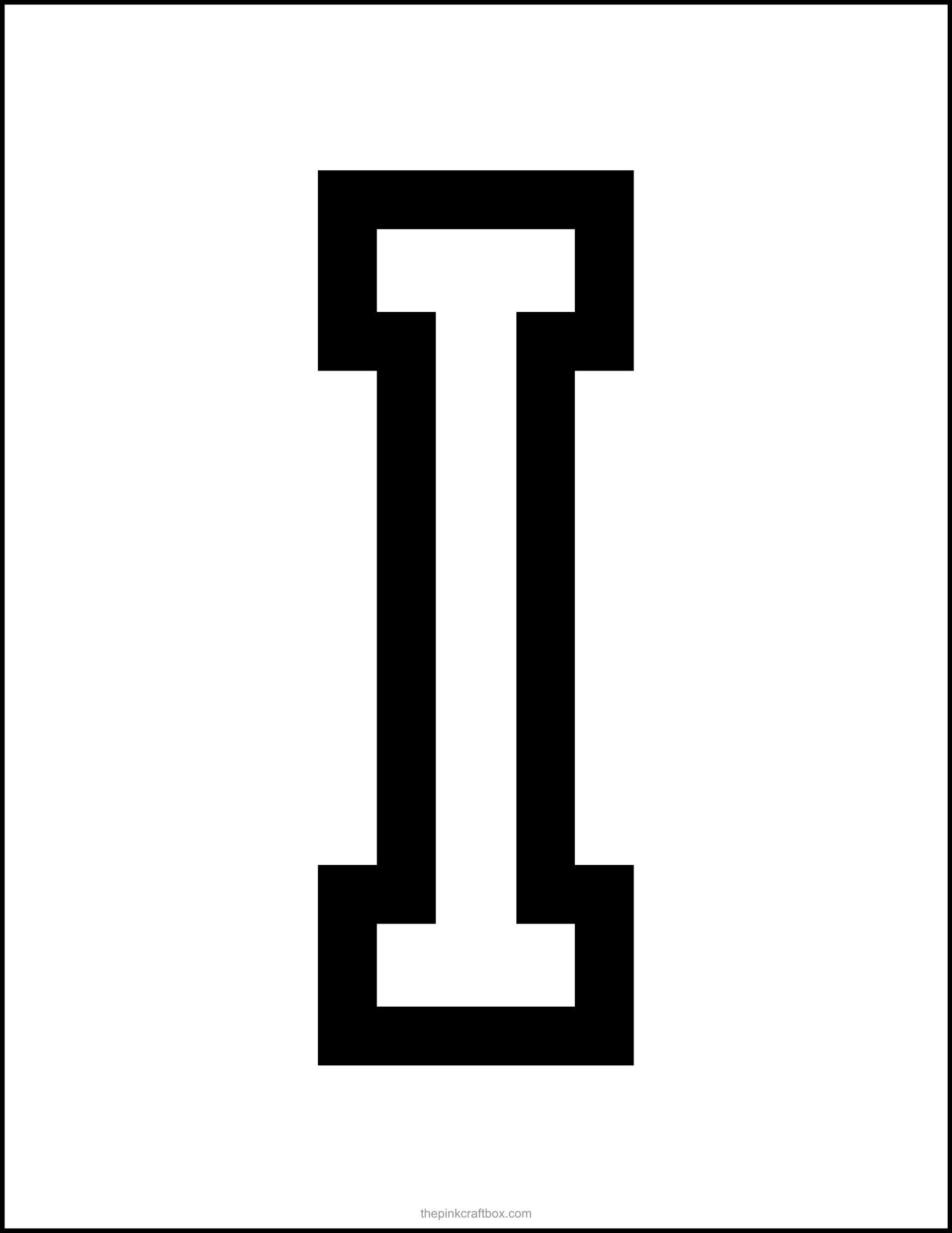 Printable letter I in college/varsity font.