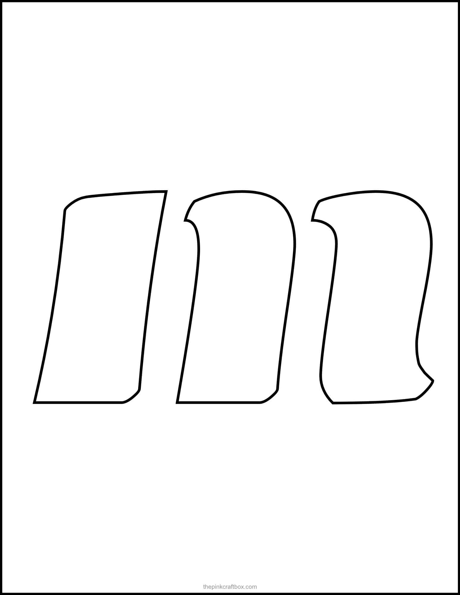 Letter M stencil template.