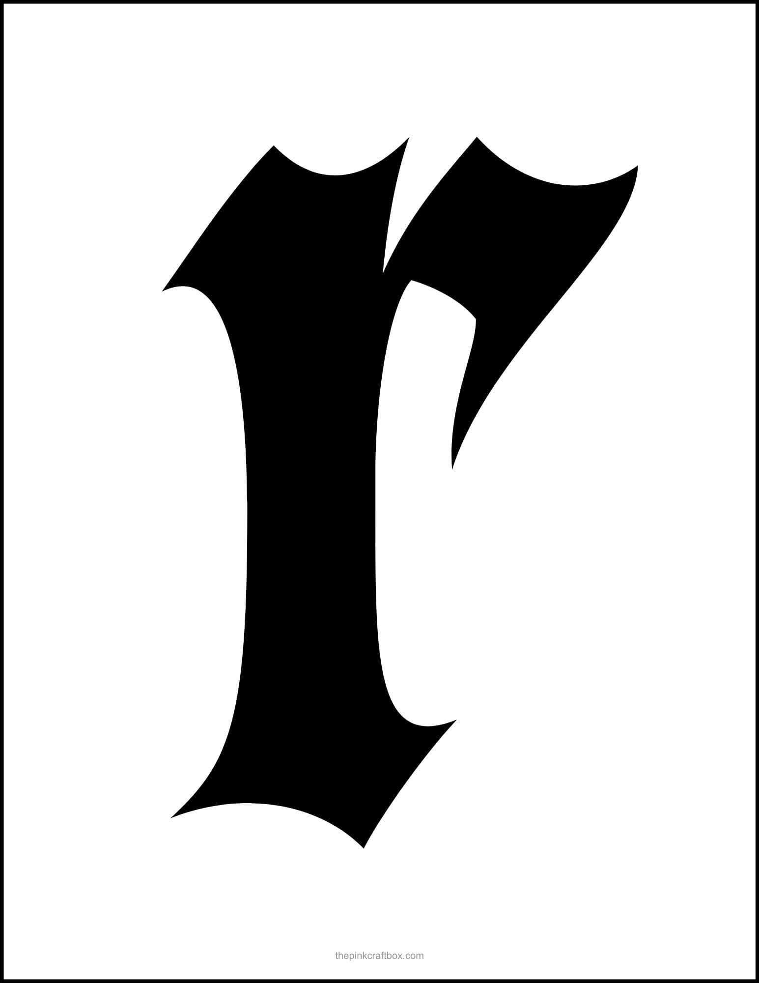 Printable letter R in classic font style.