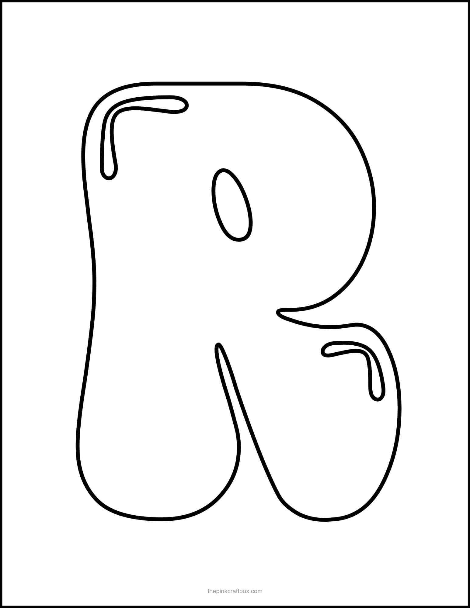Printable bubble letter R template.